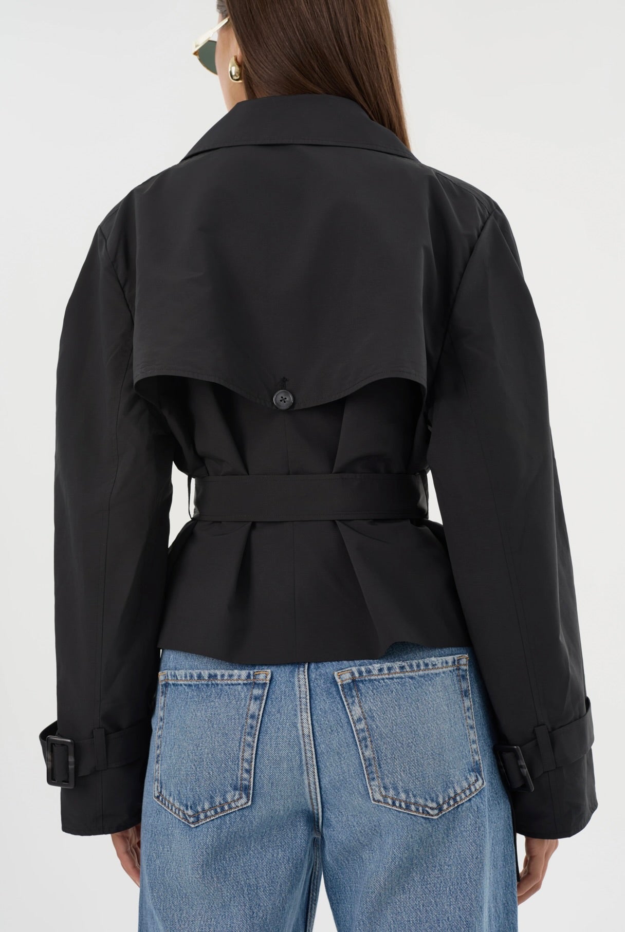Quinn Women's Black Cropped Trench Coat - Stylish Water-Resistant Lightweight Jacket for Spring & Fall Fashion | Perfect for Office, Dating & Outdoor Activities