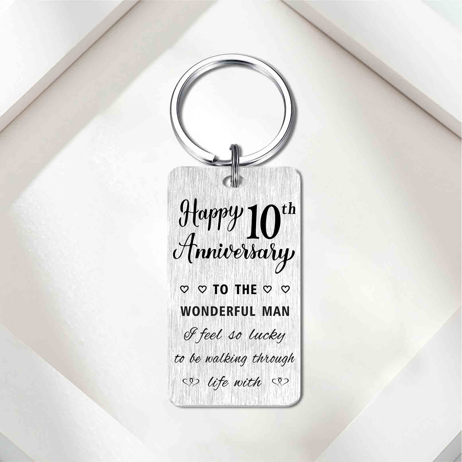 HYHYDHP 10th Wedding Anniversary Keychain - Personalized Gift for Husband, 10 Year Marriage Keepsake - Perfect for Anniversary Celebrations & Romantic Surprises