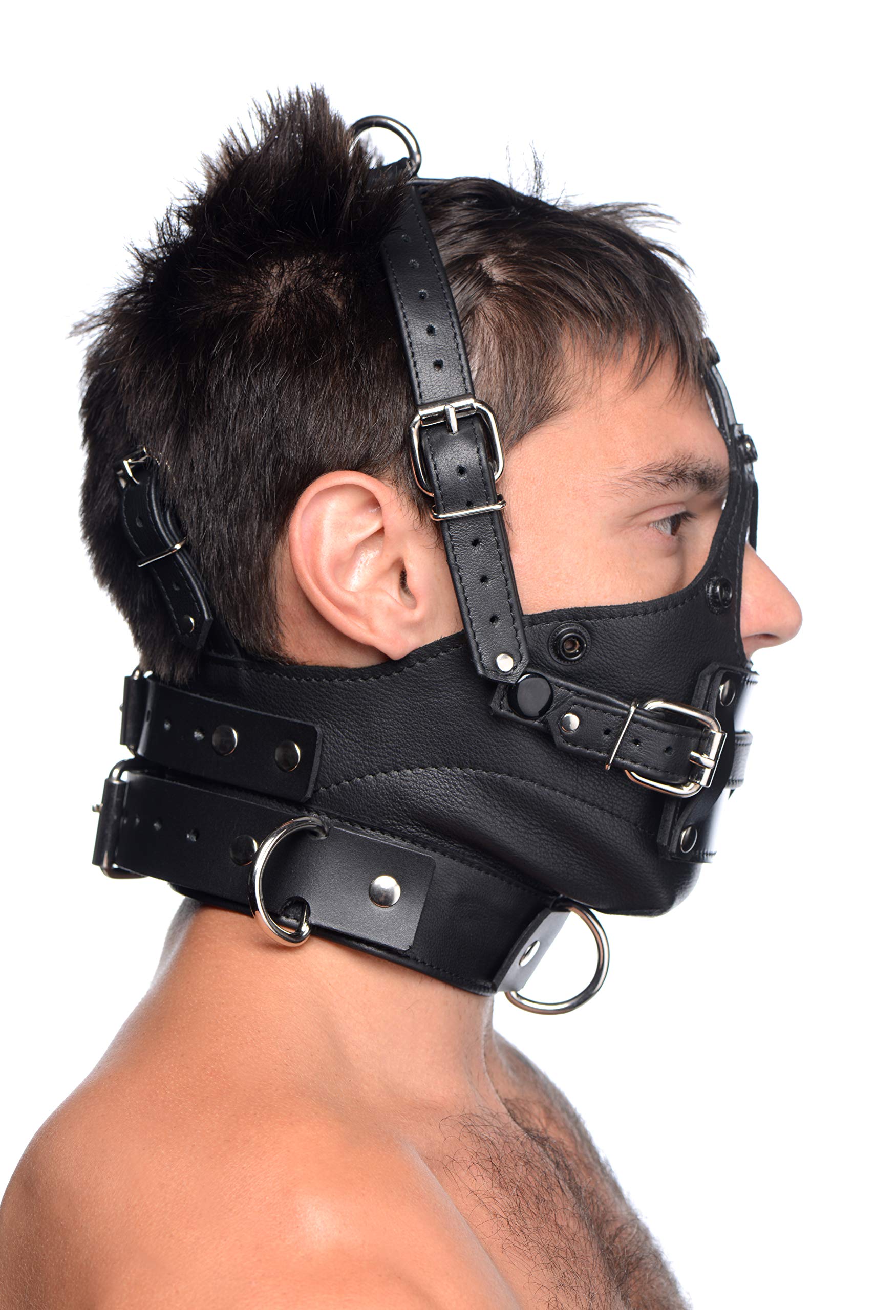 Premium Leather Head Harness with Detachable Gag - BDSM Restraint Gear for Adults, Bondage Accessories for Role Play & Sensory Play