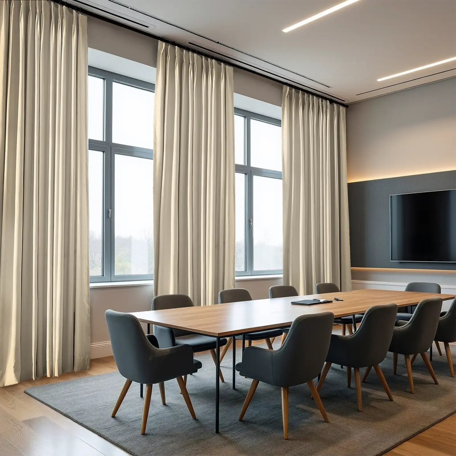 Flame Retardant Pleated Curtains - Fireproof & Heat Resistant for Home Safety - Perfect for Living Room, Bedroom & Office Decor