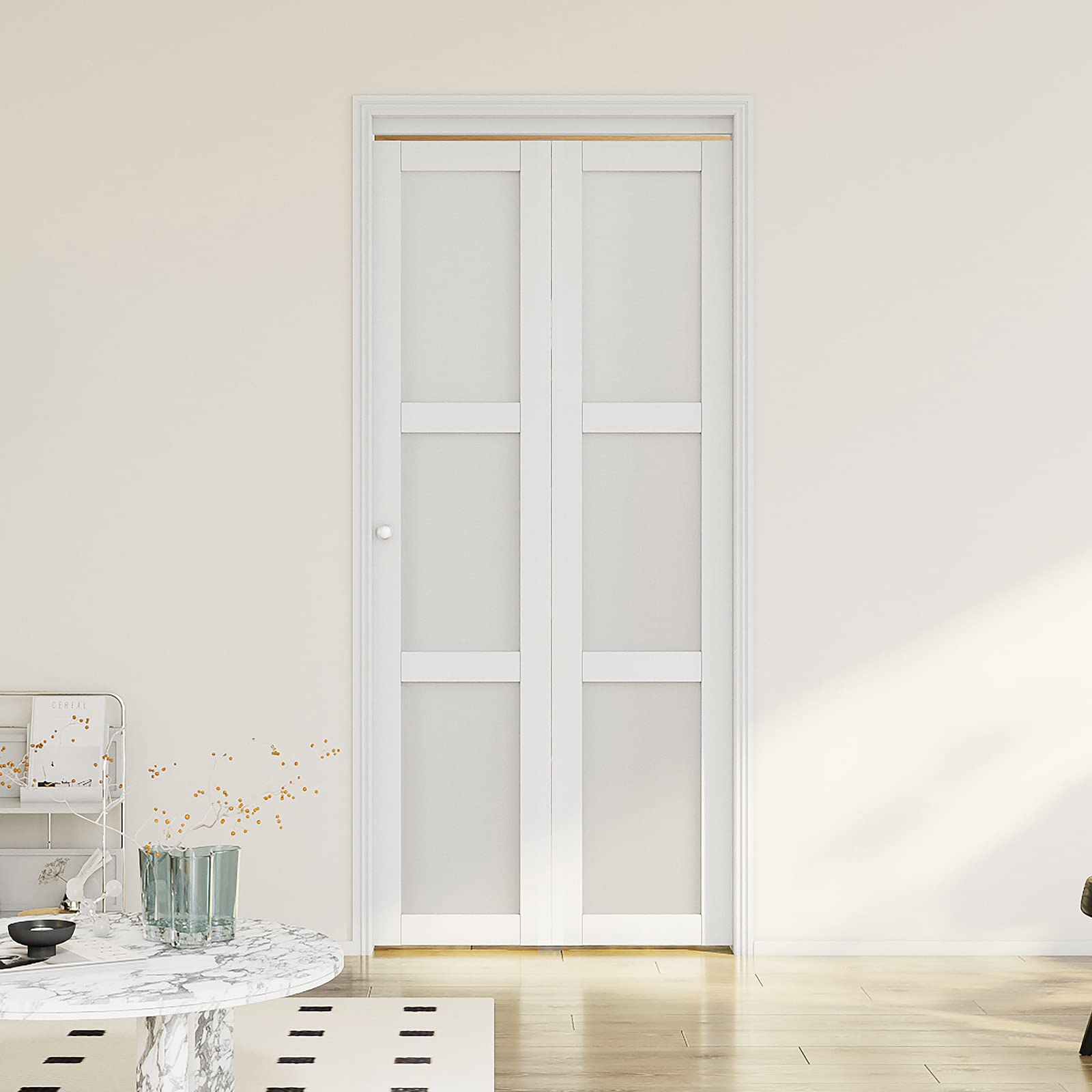 3 Panel Frosted Glass Bi-Fold Closet Door - 36