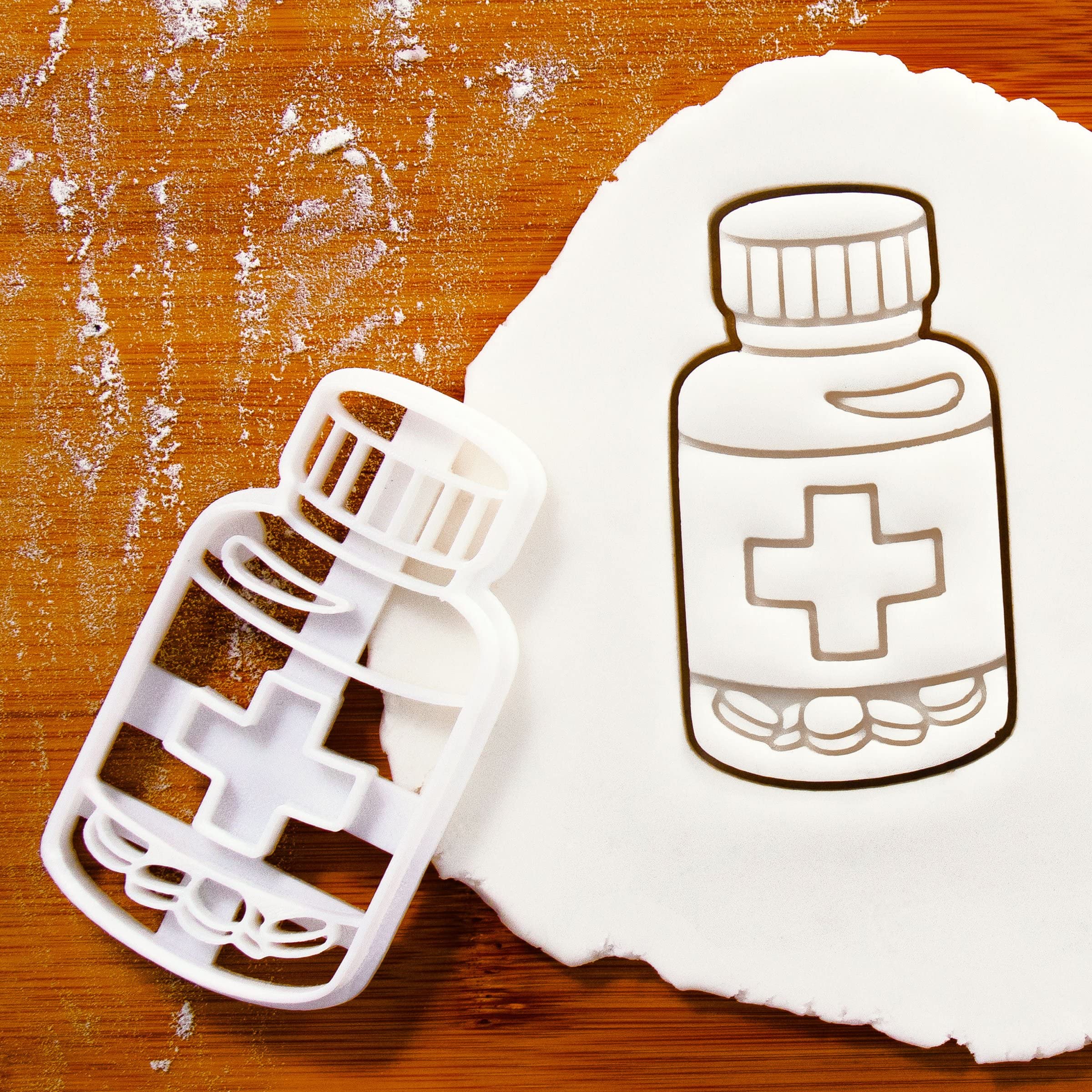 Set of 3 Pharmacy-Themed Cookie Cutters - Pill Bottle, Mortar & Pestle, Pharmacy Logo | 3-Piece Baking Tools for Medical-Themed Cookies, Pharmacist Gifts & Healthcare Party Decorations