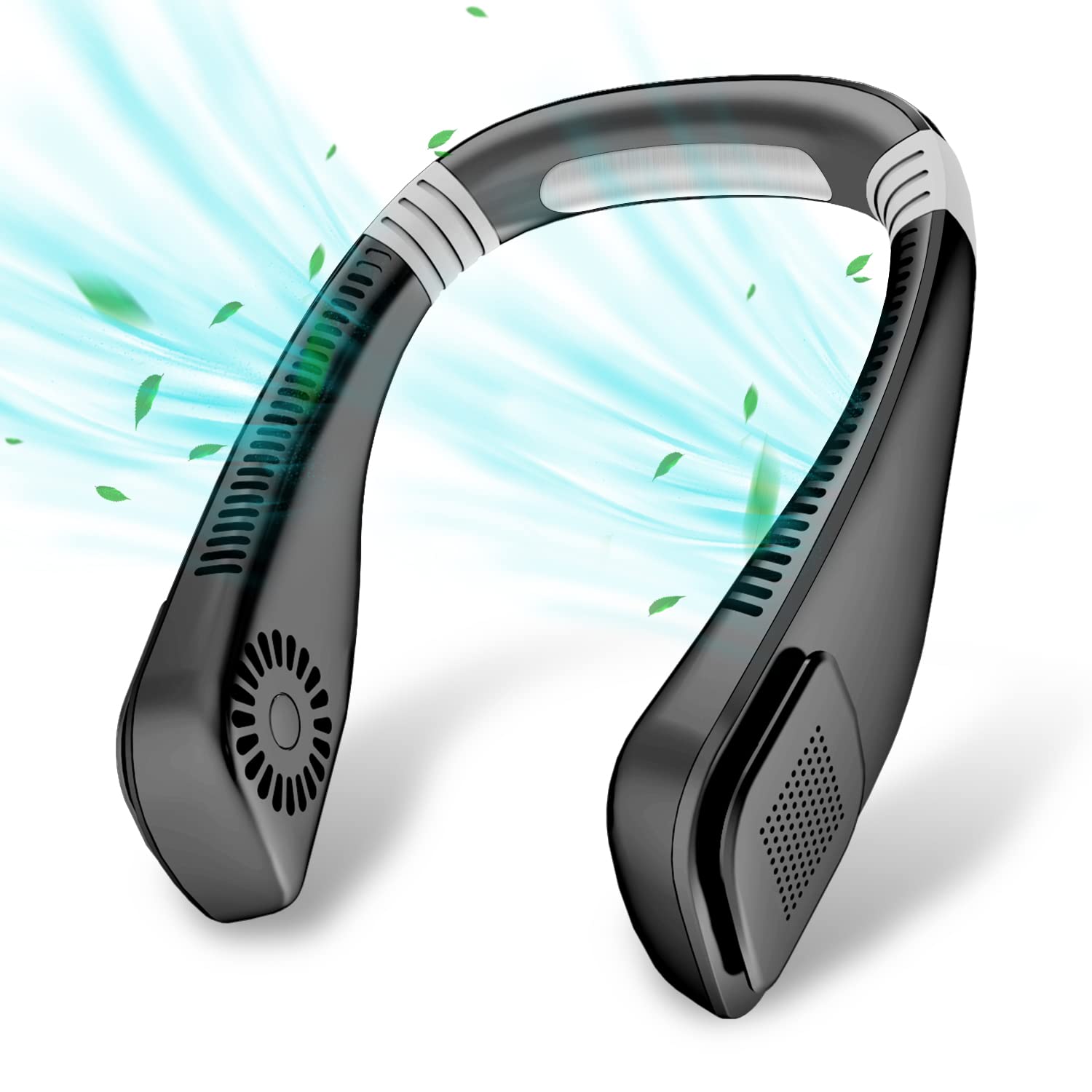 Ailyfu Portable Neck Fan - Bladeless Personal Fan with 3 Speed Settings, USB Rechargeable & Quiet Operation - Perfect for Outdoor Activities, Office, Gym, Travel & Home Use (Black)