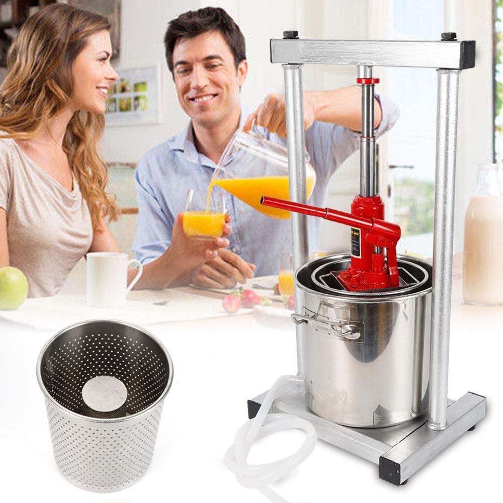 12L Stainless Steel Fruit Press Crusher - Hydraulic Juice Maker for Wine, Cider & Apple Pressing - Heavy Duty Fruit Grinder for Home Brewing & Winemaking - Perfect for Orchards, Vineyards & DIY Juice Production