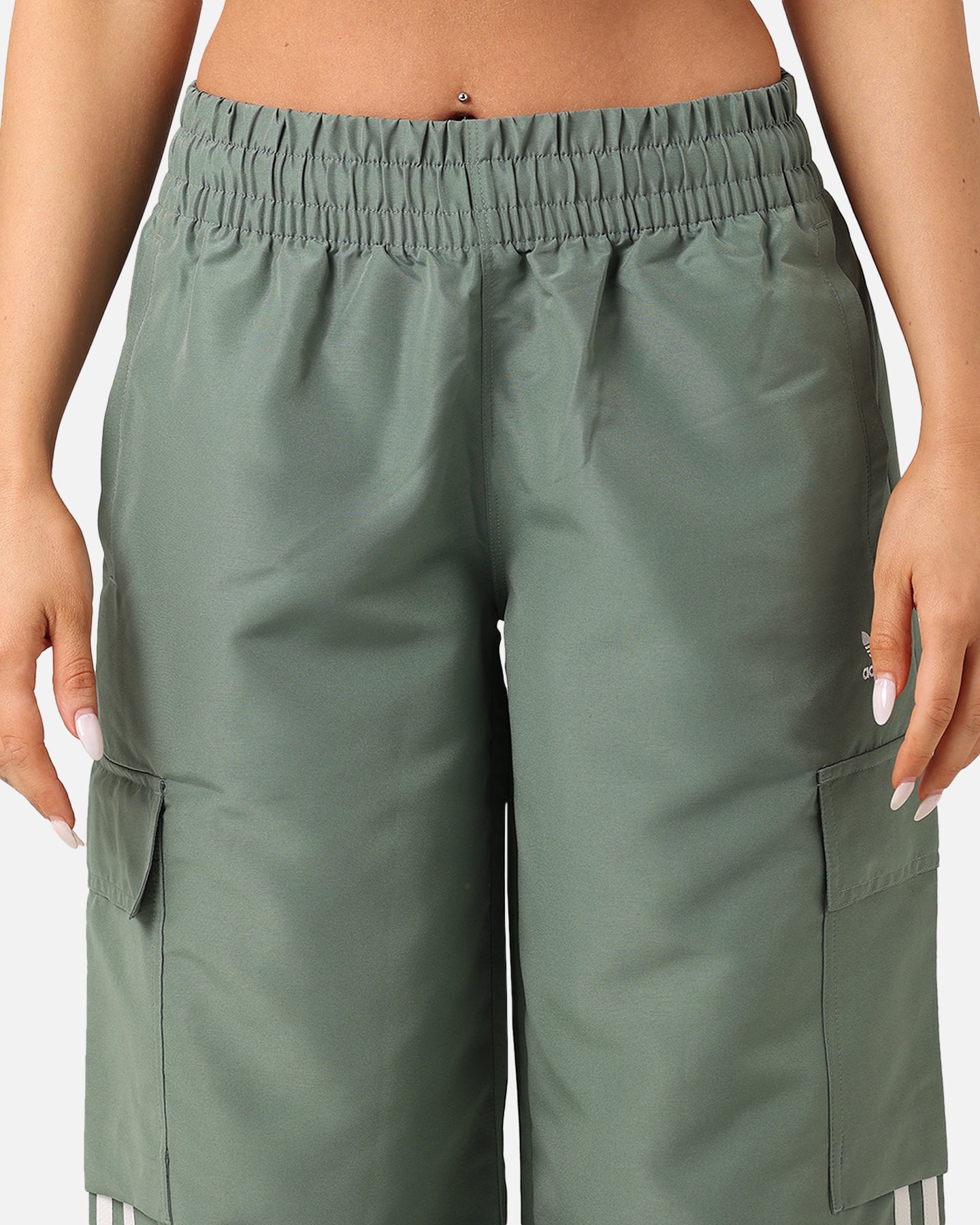 Adidas Women's 3 Stripes Cargo Pants - Trace Green | Comfortable Casual & Streetwear Pants for Women | Perfect for Hiking, Travel & Everyday Wear