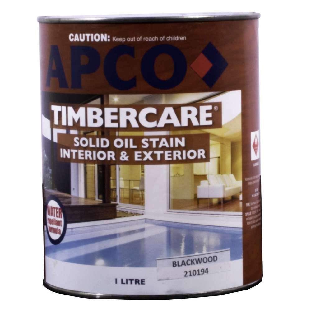 Apco Timbercare Solid Oil Stain Blackwood 1L - Premium Wood Stain for Decks, Fences & Outdoor Furniture - Long-Lasting Protection & Rich Color