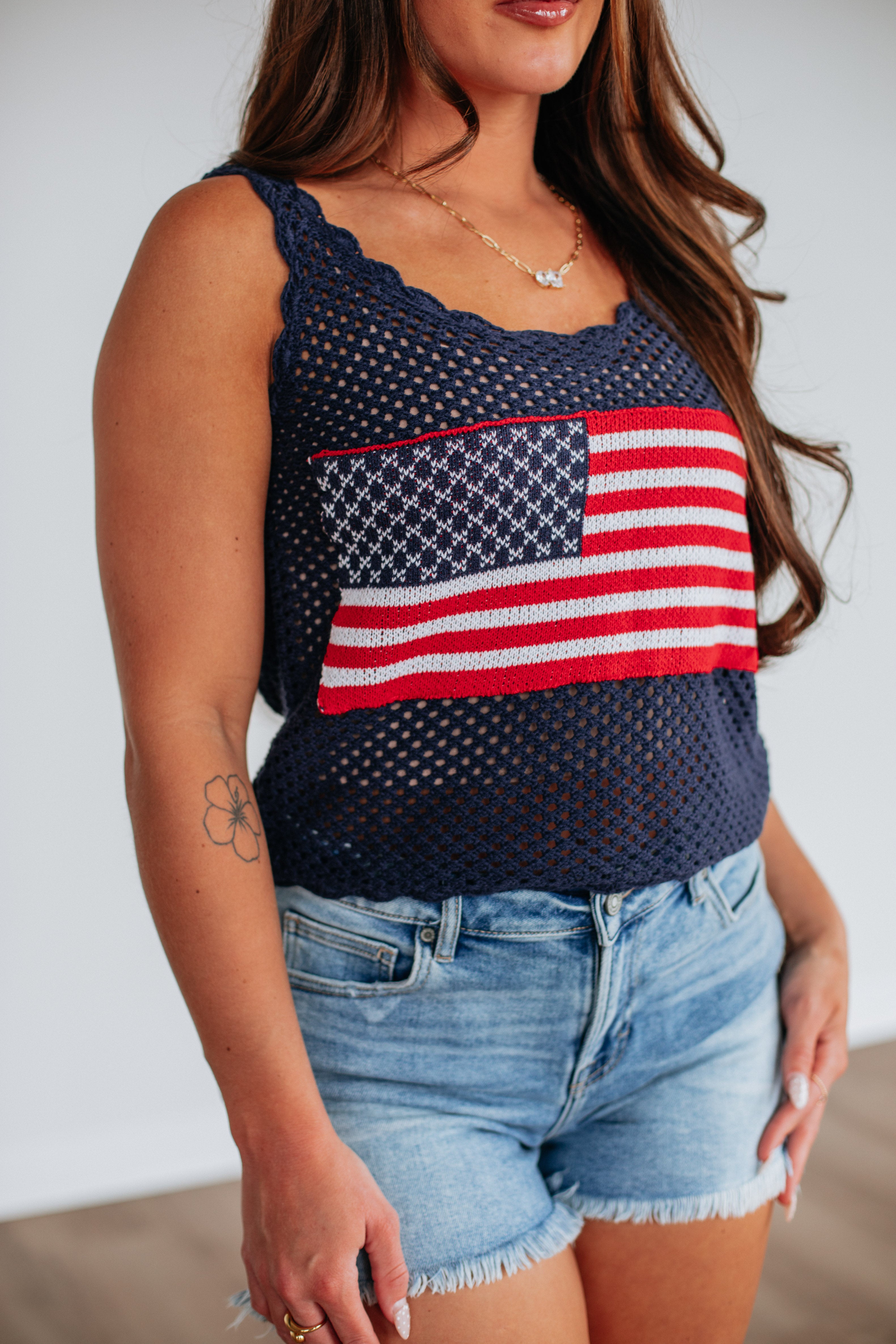 Patriotic Babe Tank Top - Navy Blue Women's Casual Sleeveless Shirt for 4th of July, Summer Outfits & Beach Vacations