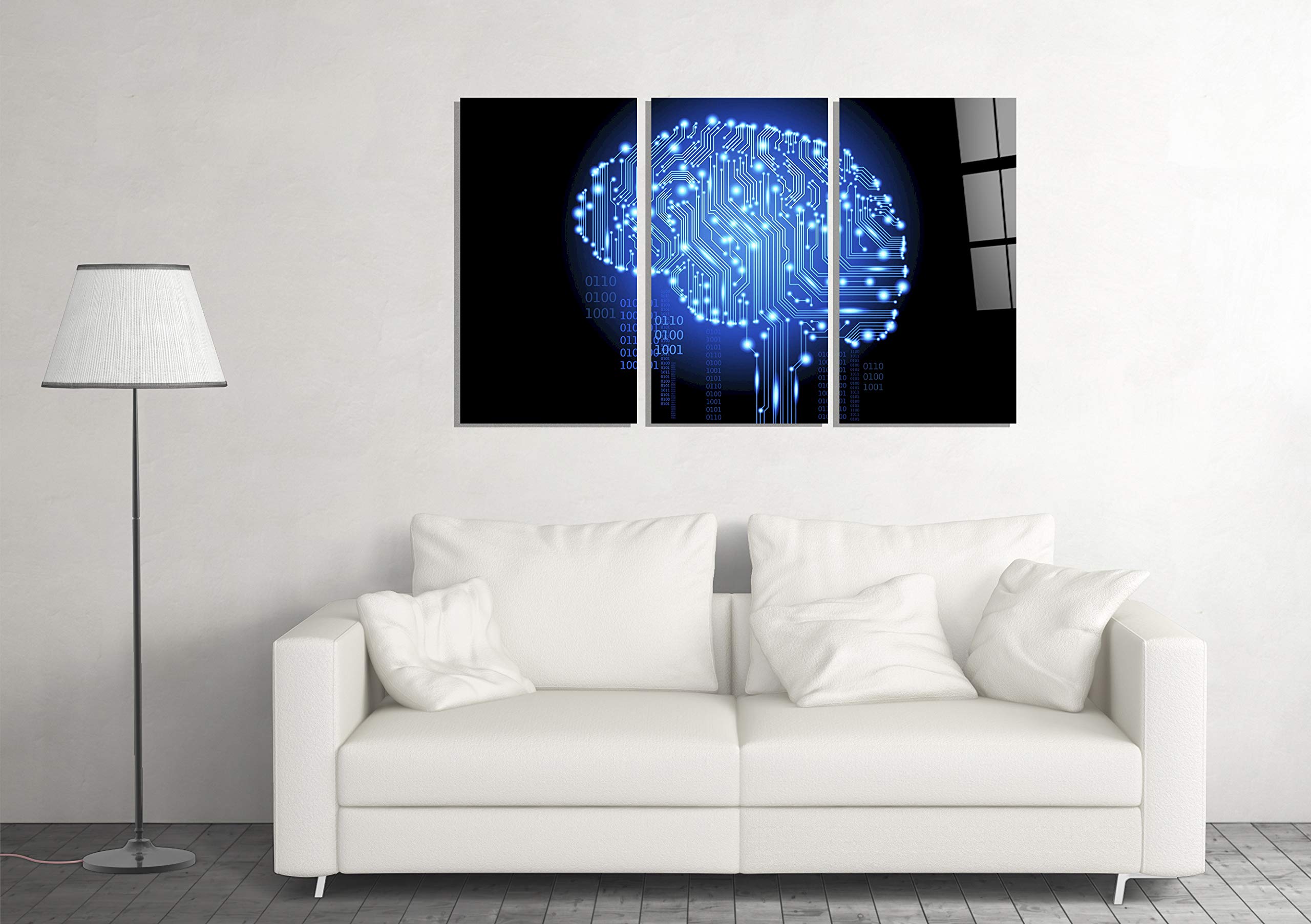 Blue Brain Abstract IT Decor Print - Tempered Glass Wall Art for Office & Home - Unique Gift for Tech Lovers & Professionals