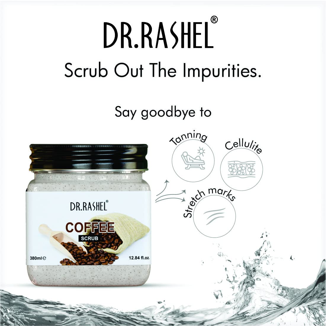 DR.RASHEL Vitamin C Coffee Scrub for Face & Body - Exfoliating & Brightening Treatment for Dark Circles & Skin Rejuvenation (380ml) - Perfect for Morning Routine & Spa Day Self-Care