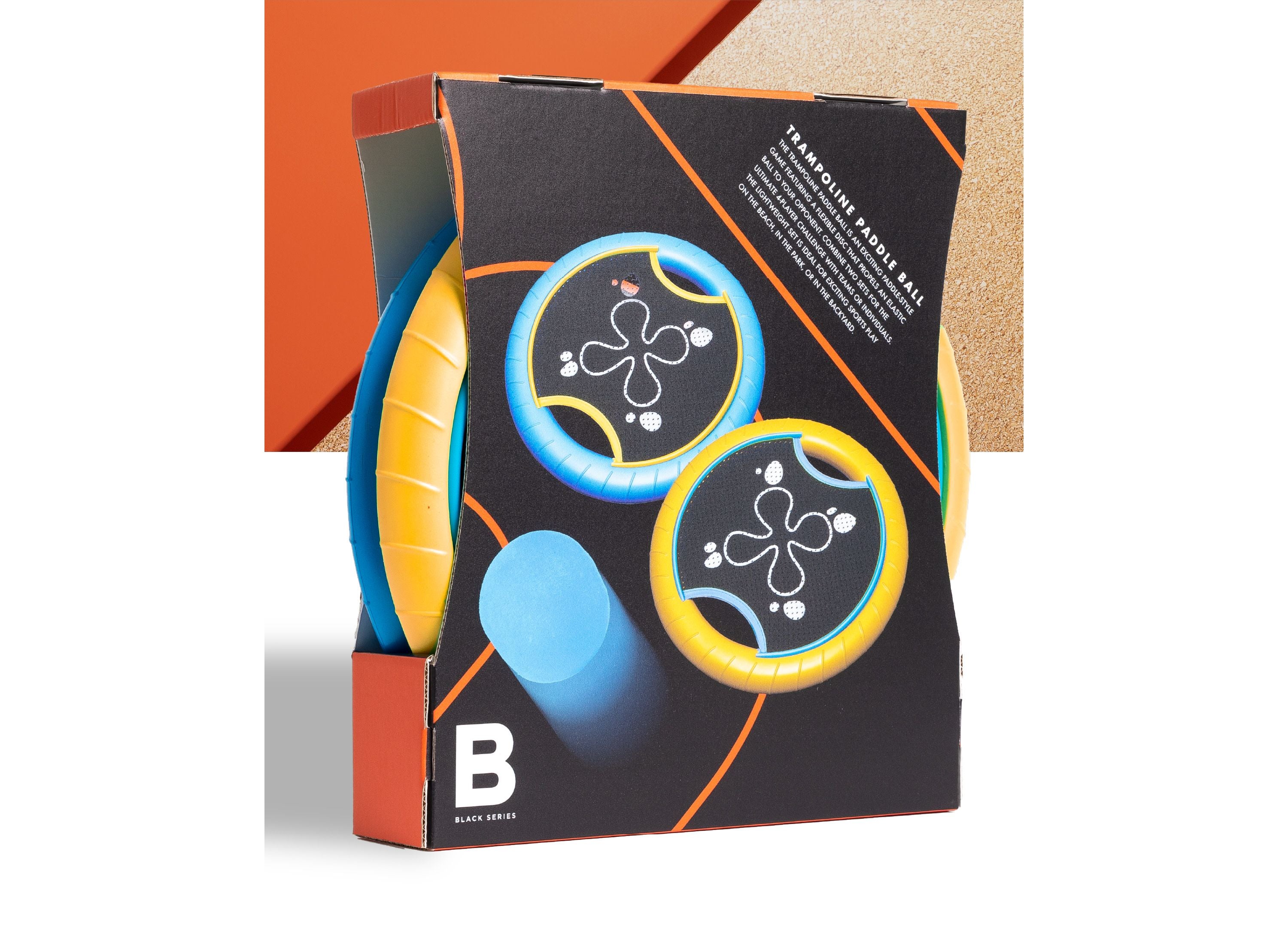 Black Series Trampoline Paddle & Flying Disc Set - 2-in-1 Outdoor Sports Game for Kids & Adults - Perfect for Backyard, Beach, Park Fun and Family Gatherings