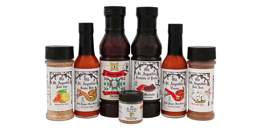 Premium Datil Pepper Gift Set - 7 Gourmet Hot Sauces & Spices for Cooking, Grilling & Gifting | Perfect for BBQ, Chili & Spicy Food Lovers