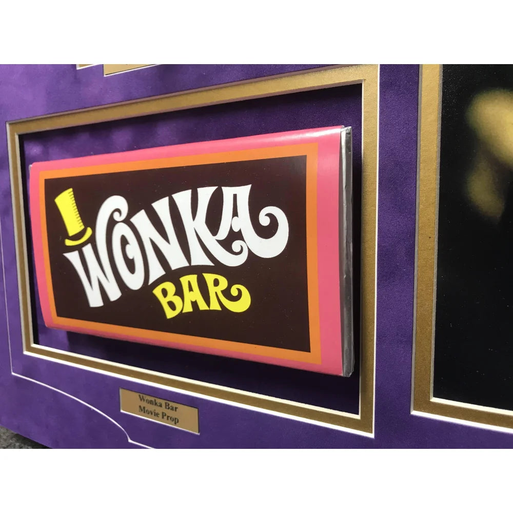 Authentic Gene Wilder Signed Golden Ticket Willy Wonka Framed Collage with PSA COA & Gobstopper - Perfect for Movie Memorabilia Collectors and Chocolate Factory Fans