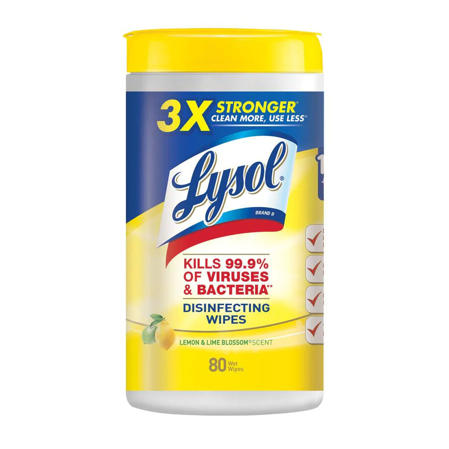 Lysol Disinfecting Wipes, Lemon Scent - 80 Count (Pack of 6) | Kills 99.9% of Germs | Perfect for Home, Office & School Cleaning