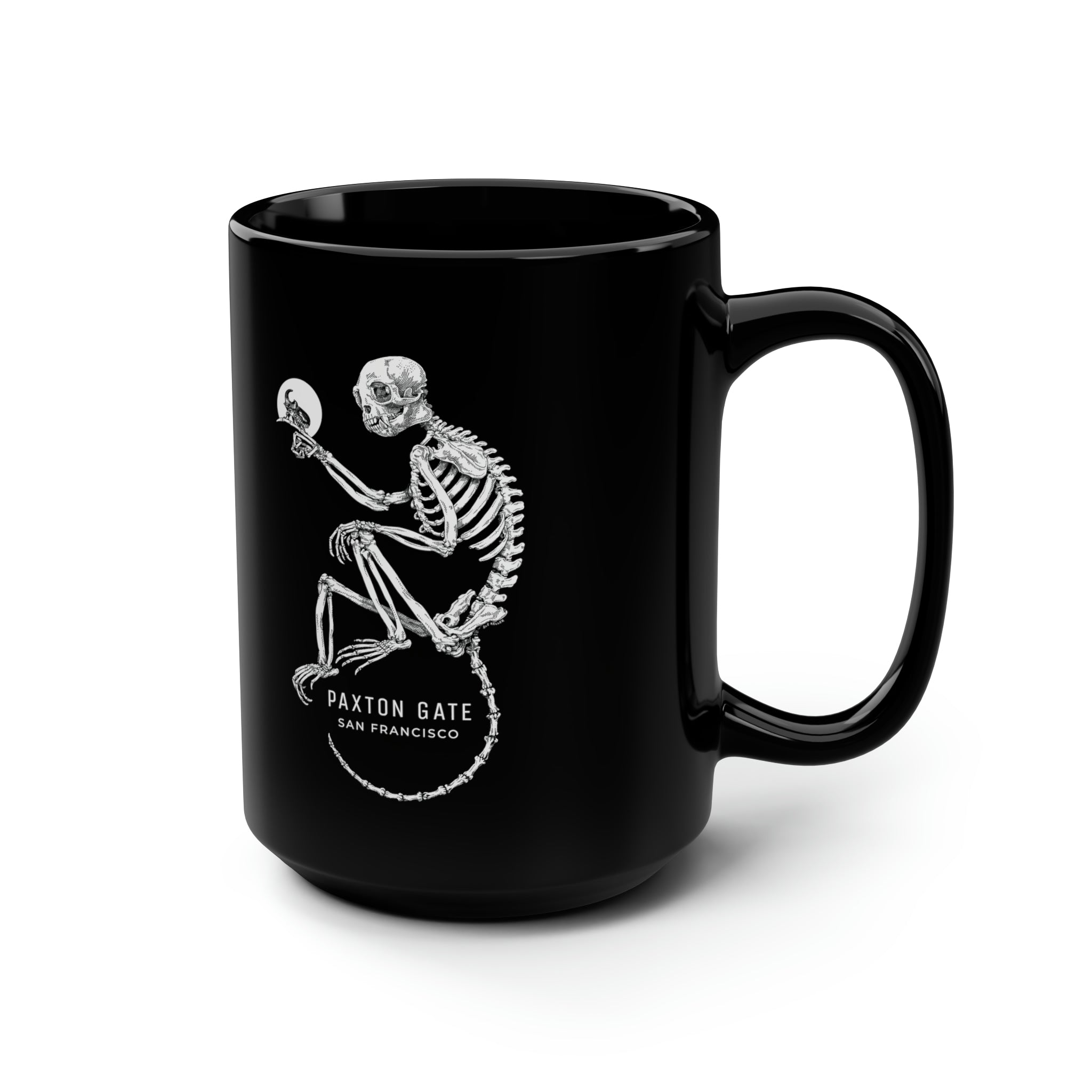 Zoe Keller Black Skeletal Monkey Mug - Unique Gothic Coffee Cup for Halloween, Dark Aesthetic Home Decor, Perfect for Coffee & Tea Lovers