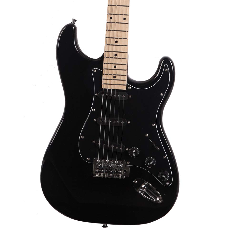 Premium Electric Guitar Kit with Black Pickguard, 10W Amplifier, Gig Bag, Picks & Accessories - Complete Starter Set for Beginners & Professionals | Perfect for Home Practice, Studio Recording & Live Performances (Black)