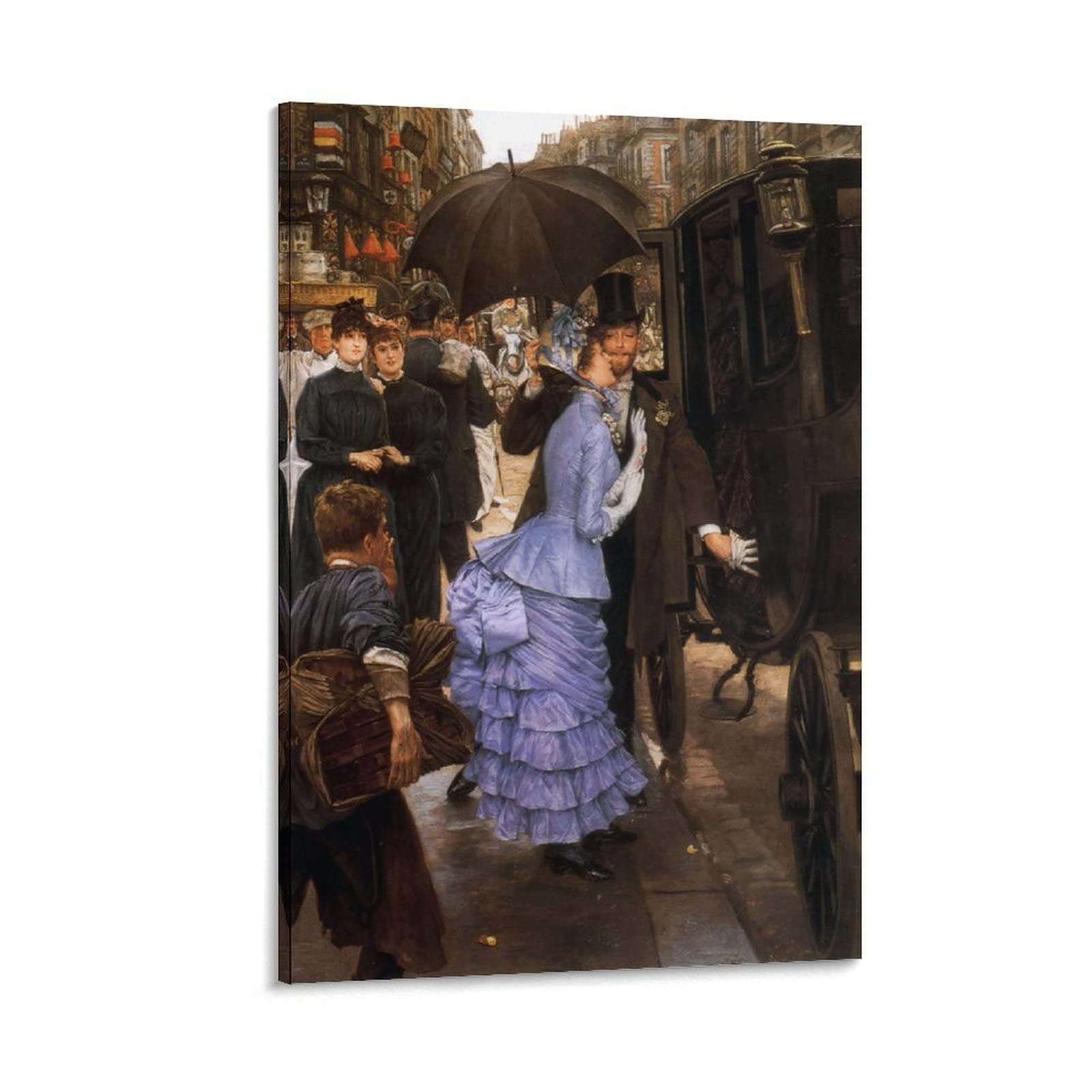 French Neoclassical Art Oil Painting - Purple Woman Getting Into Car Canvas Wall Art Poster (24x36 Inch, 50x75cm) - Vintage Home Decor, Living Room Aesthetic, Bedroom Wall Painting Gift for Art Lovers
