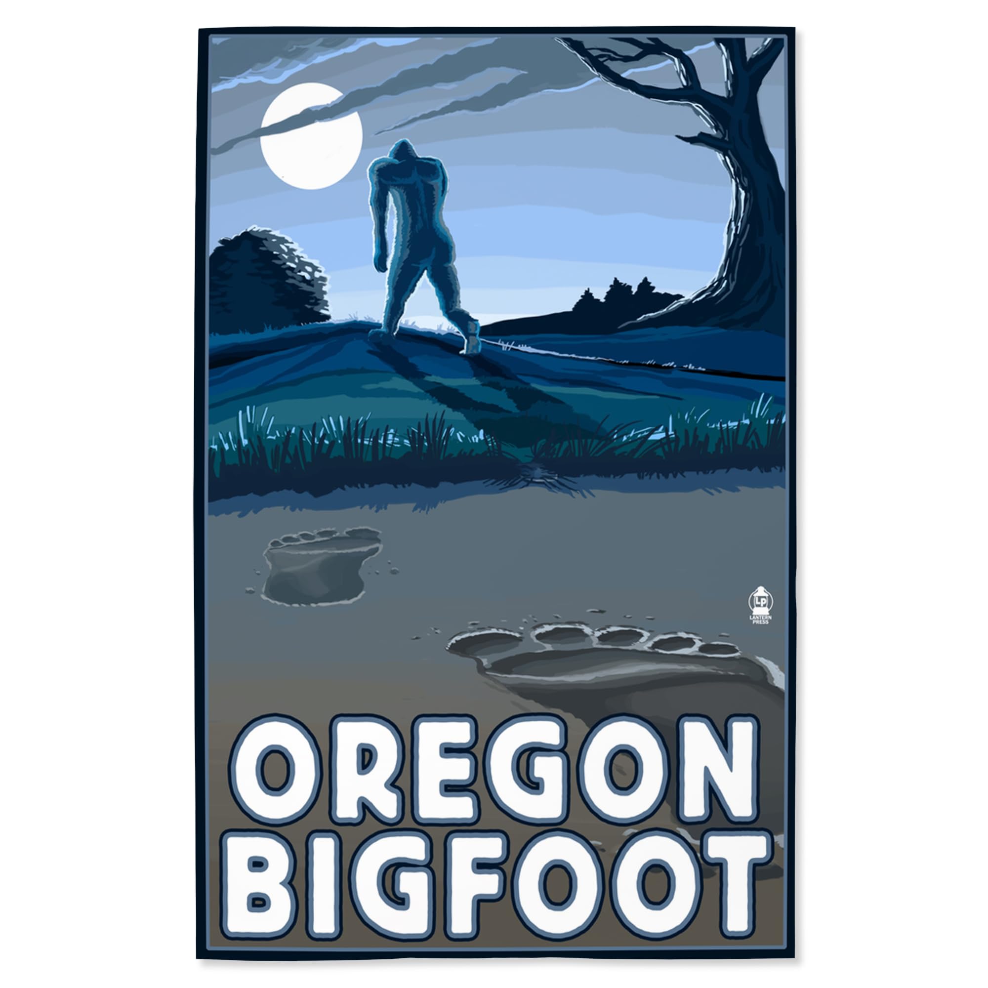 Lantern Press 16x24 Inch Giclee Art Print - Oregon Bigfoot at Night Wall Decor - Perfect for Living Room, Bedroom & Office Artwork