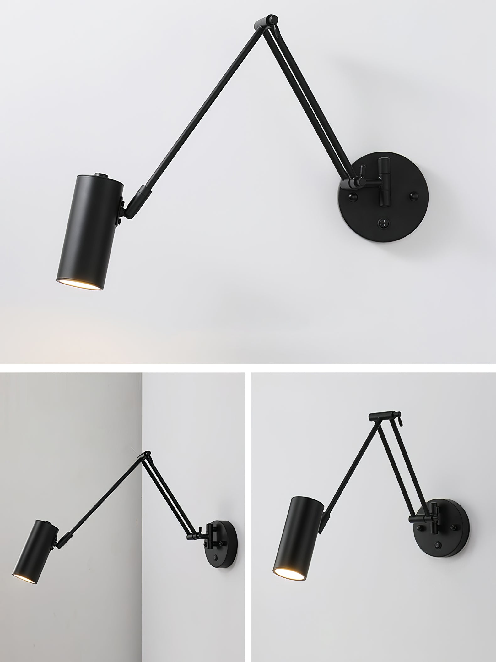 Swing Arm Wall Light - Adjustable Modern Wall Lamp for Bedroom, Living Room & Office - Dimmable Reading Light with Flexible Arm - Perfect for Nighttime Reading, Task Lighting & Home Decor