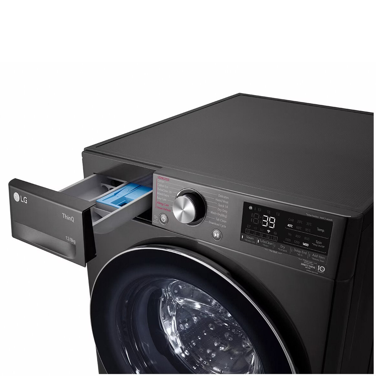 LG Series 9 12kg/8kg Front Load Washer Dryer Combo with Steam Function - Black (WVC9 1412B) - Perfect for Small Laundry Rooms & Apartments