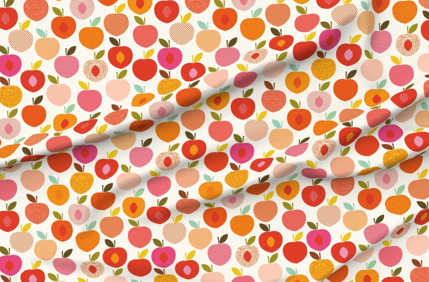 Fruit Peach Scandinavian Stone Printed Fleece Fabric by The Yard - Soft & Cozy for Sewing Blankets, Loungewear, DIY No-Sew Projects - Perfect for Home Decor, Baby Clothes & Crafting