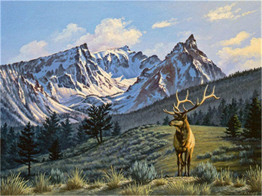 5D Diamond Painting Kit - Plateau Elk by Numbers for Adults & Beginners, Full Drill Rhinestone Art, DIY Home Wall Decor (8x12 Inch) - Perfect for Relaxation, Stress Relief & Creative Gift Giving