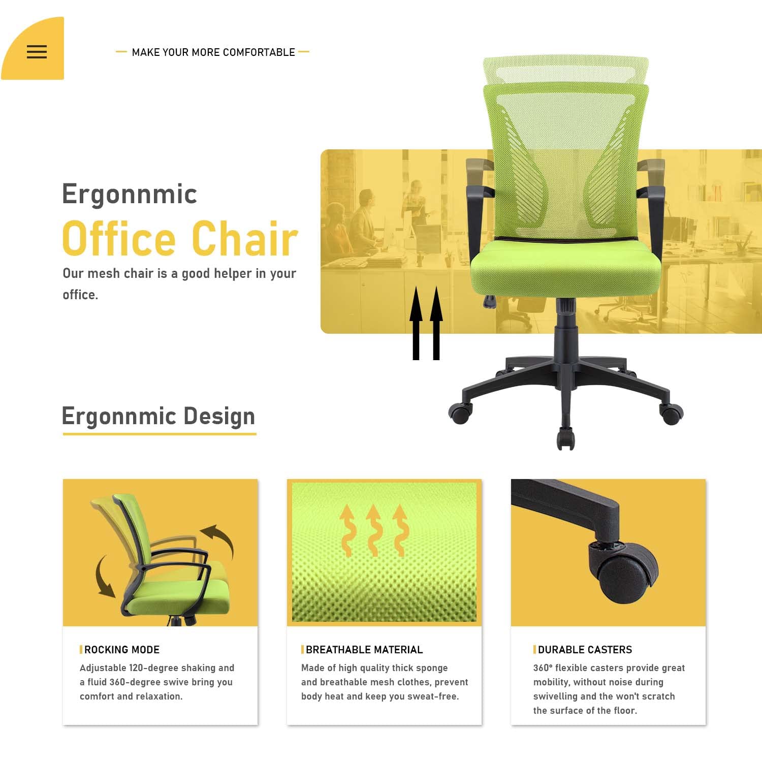 Ergonomic Mesh Office Chair with Lumbar Support - Mid Back Swivel Rolling Computer Desk Chair for Home & Office, Adjustable Armrests - Cyan (Perfect for Long Work Hours & Gaming Sessions)