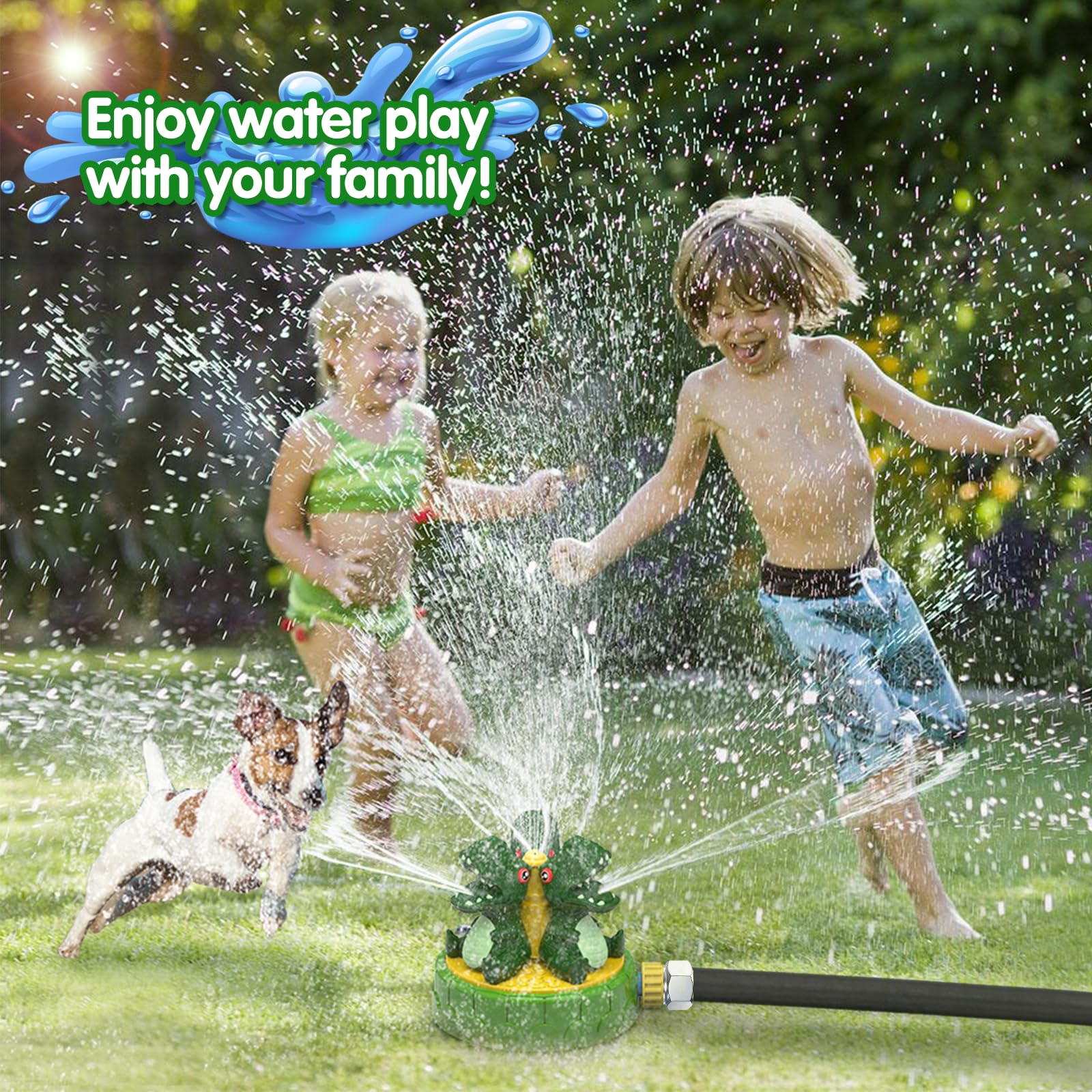 Dinosaur Water Sprinkler Toy for Kids Ages 3-12 | Outdoor Garden Hose Sprayer for Summer Backyard Play | Fun Splash Pad for Toddlers & Children | Perfect for Birthday Parties, Poolside Fun & Outdoor Water Activities