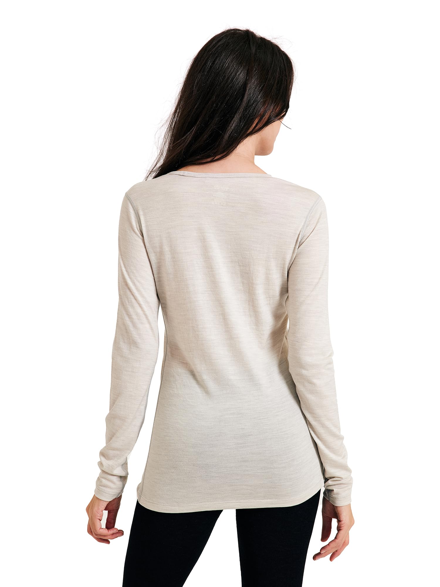 100% Merino Wool Women's Thermal Base Layer Shirt - Long Sleeve Crewneck Underwear Top for Hiking, Skiing & Winter Travel - Warm Layering for Outdoor Activities & Cold Weather