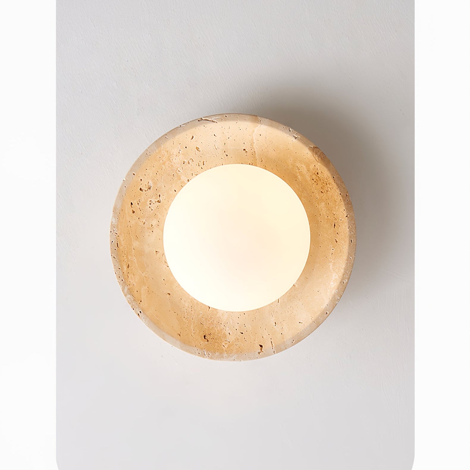 Lunaro Travertine Ceiling Lamp - Modern Natural Stone Pendant Light for Living Room, Dining Room, Bedroom & Kitchen | Dimmable LED Fixture with Warm White Light