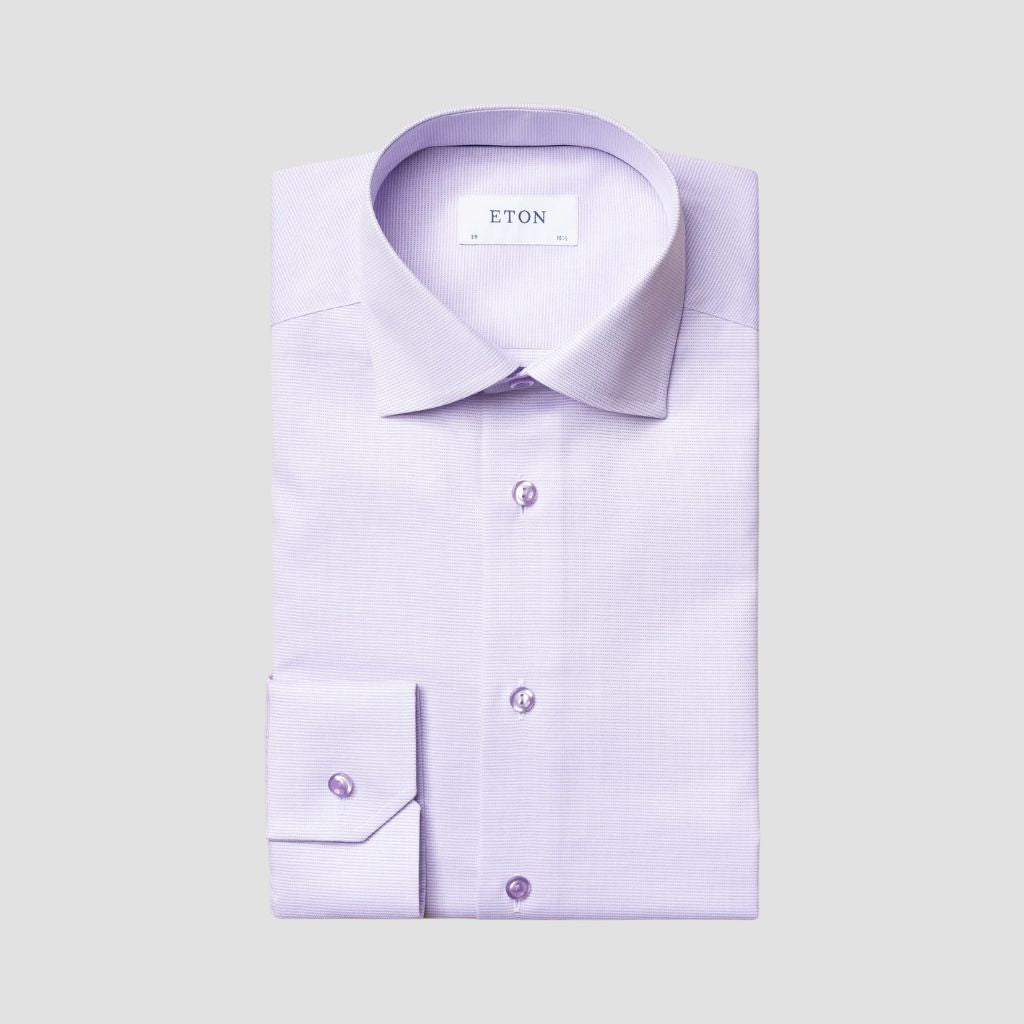 ETON Men's Cotton Oxford Contemporary Fit Single Cuff Dress Shirt - Light Purple | Business Casual & Formal Wear for Office, Weddings & Special Occasions