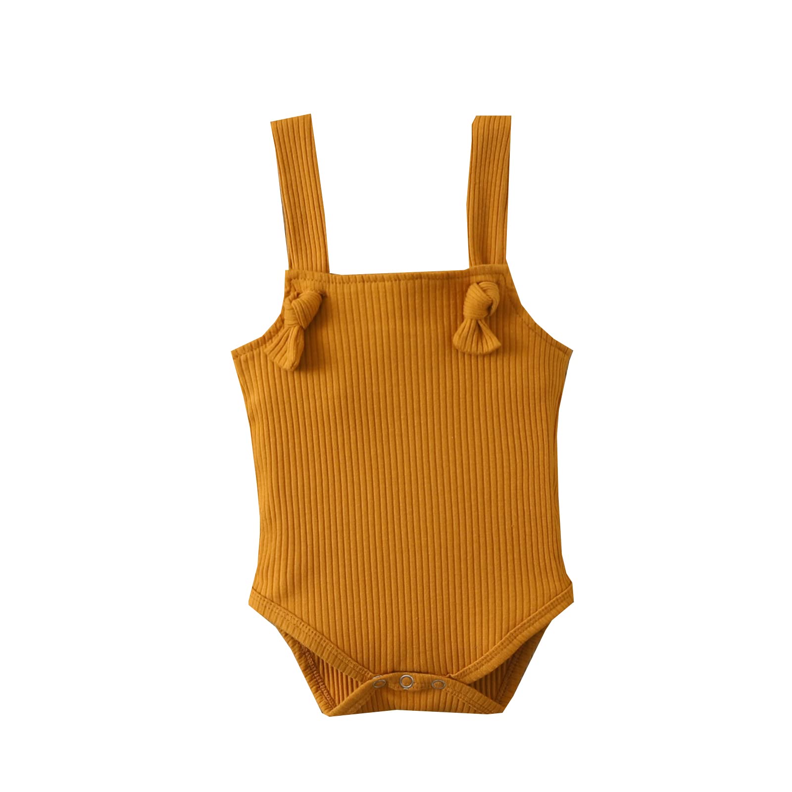 Newborn Baby Girl Summer Romper - Solid Color Sleeveless Ribbed Jumpsuit with Adjustable Straps | Perfect for Beach Outings, Family Photos & Casual Wear
