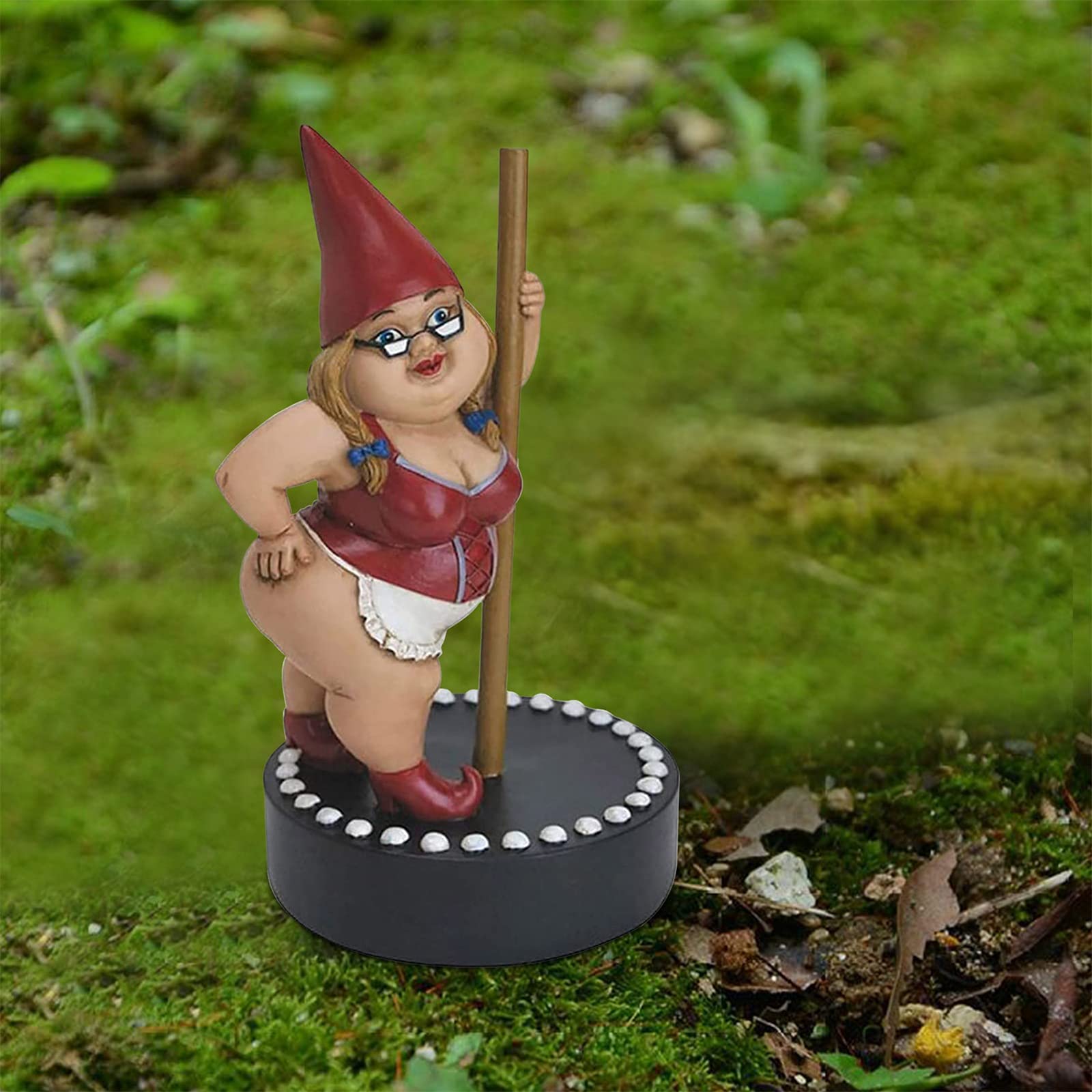 Funny Outdoor Garden Gnome Statue - Sexy Red Pole Dancing Goblin Decor for Lawns, Patios & Gardens | Unique Gift for Garden Lovers & Humor Enthusiasts