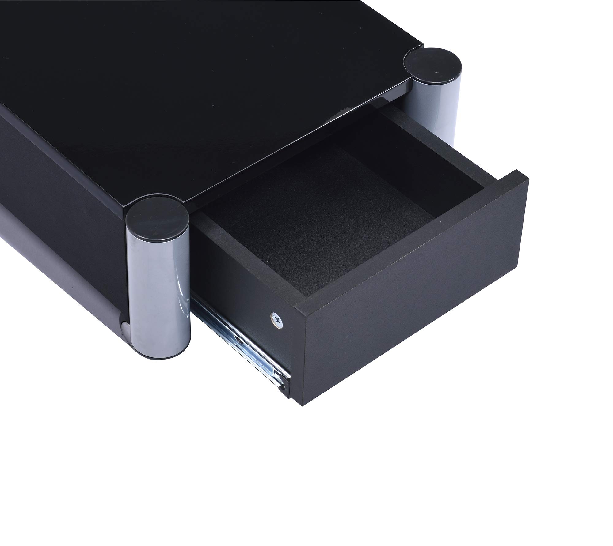 Proman Products Symphony TV Stand - Modern Silver & Black Entertainment Center for Flat Screen TVs - Perfect for Living Room, Bedroom, or Home Theater Setup