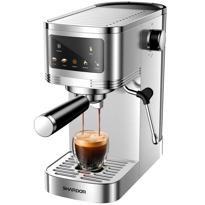 Premium SHARDOR Conical Burr Electric Coffee Grinder with Precision Timer 2.0 & 20 Bar Espresso Machine Set - Perfect for Home Baristas & Coffee Shops