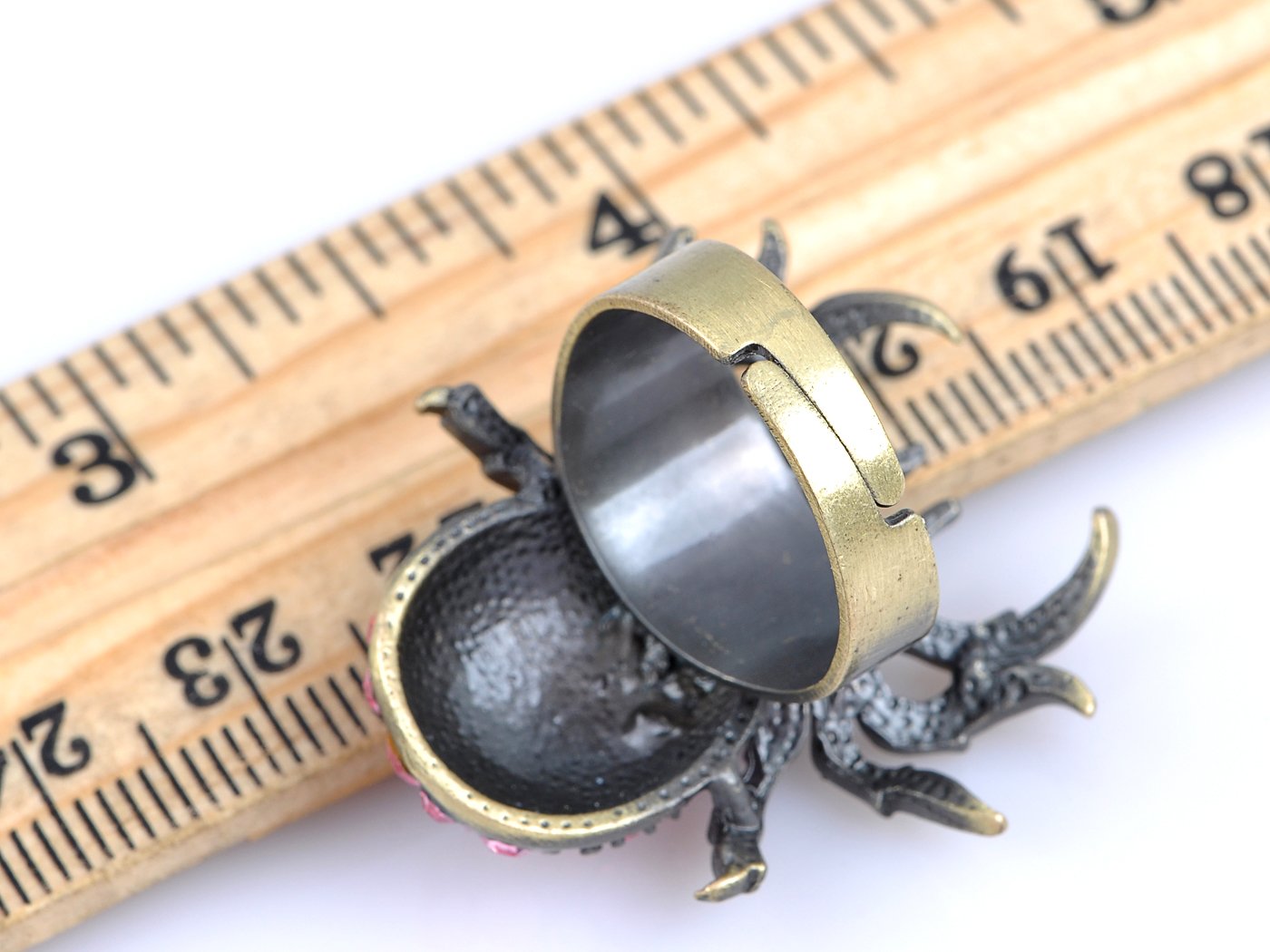 Alilang Bronze Brass Tone Shine Crystal Rhinestone Halloween Tarantula Spider Ring - Gothic Jewelry for Halloween Costume, Cosplay & Witch Party Accessories