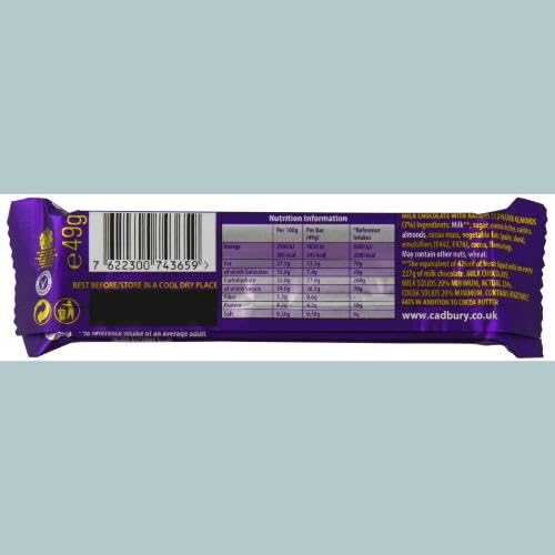Cadbury Dairy Milk Fruit and Nut Chocolate Bar - 49g (Pack of 6) | Premium Milk Chocolate with Almonds & Raisins | Perfect for Gifts, Snacking & Dessert Toppings