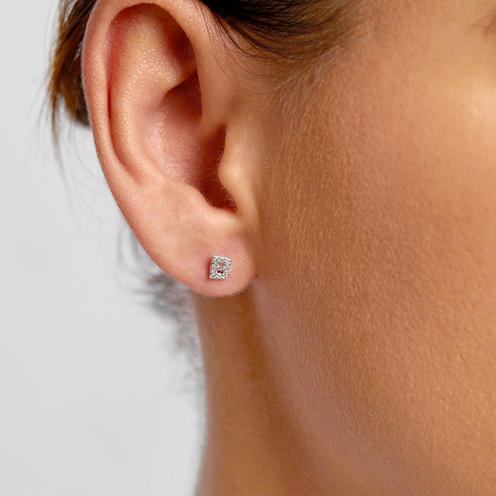 10k Gold Diamond Letter B Single Stud Earring – Elegant Initial Jewelry for Women, Perfect Gift for Birthdays, Anniversaries & Special Occasions