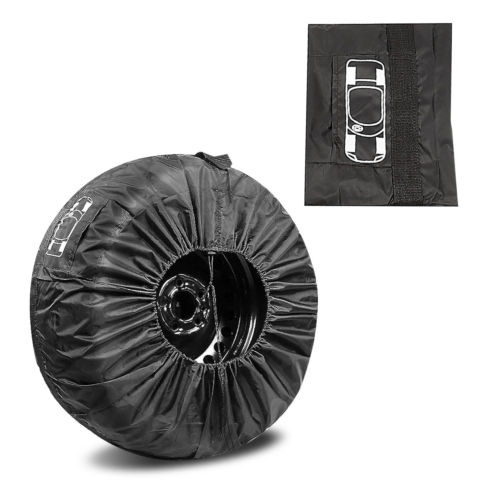 1 PC Universal Waterproof Car Spare Tire Cover with Handle - Durable Adjustable Tire Storage Bag Protector for Car, Truck, SUV & RV - Perfect for Road Trips, Off-Road Adventures & Vehicle Protection (Black #L)