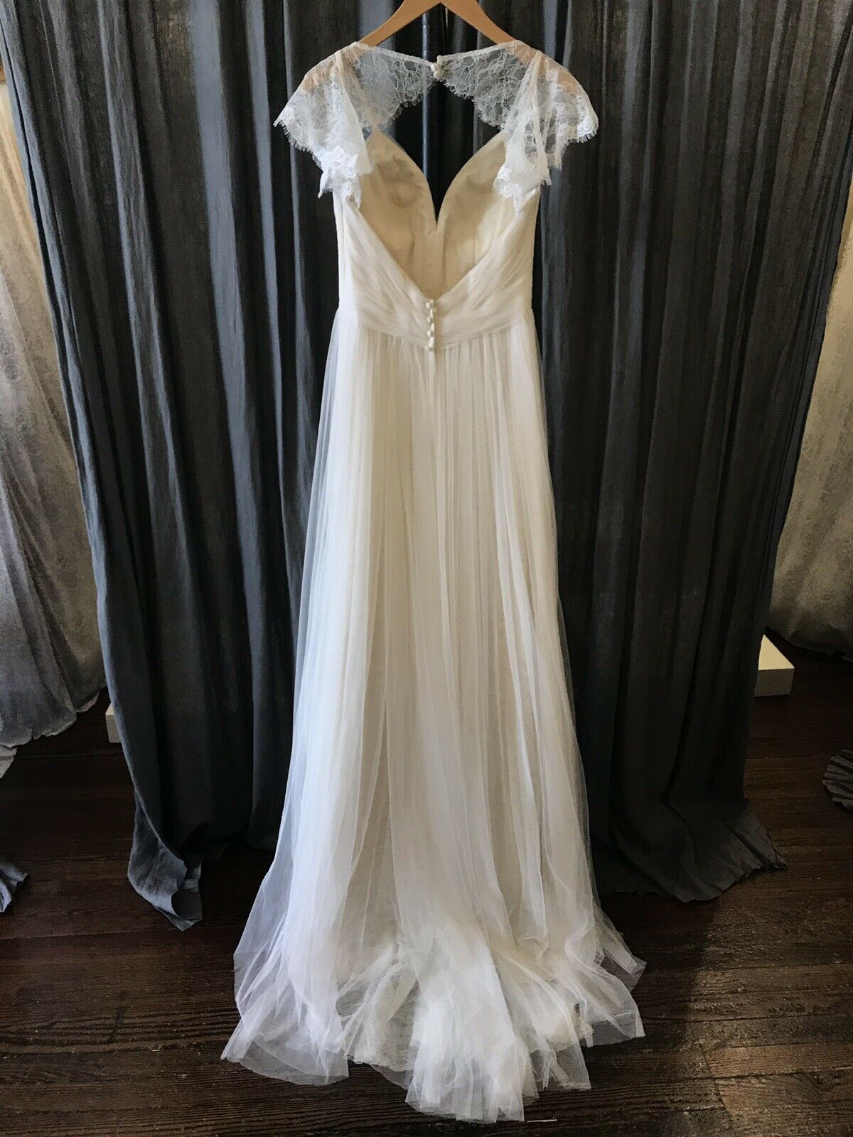 Stella York 6199 Elegant Wedding Gown - A-Line Lace Bridal Dress with V-Neck & Chapel Train - Perfect for Church Ceremonies, Beach Weddings & Formal Receptions