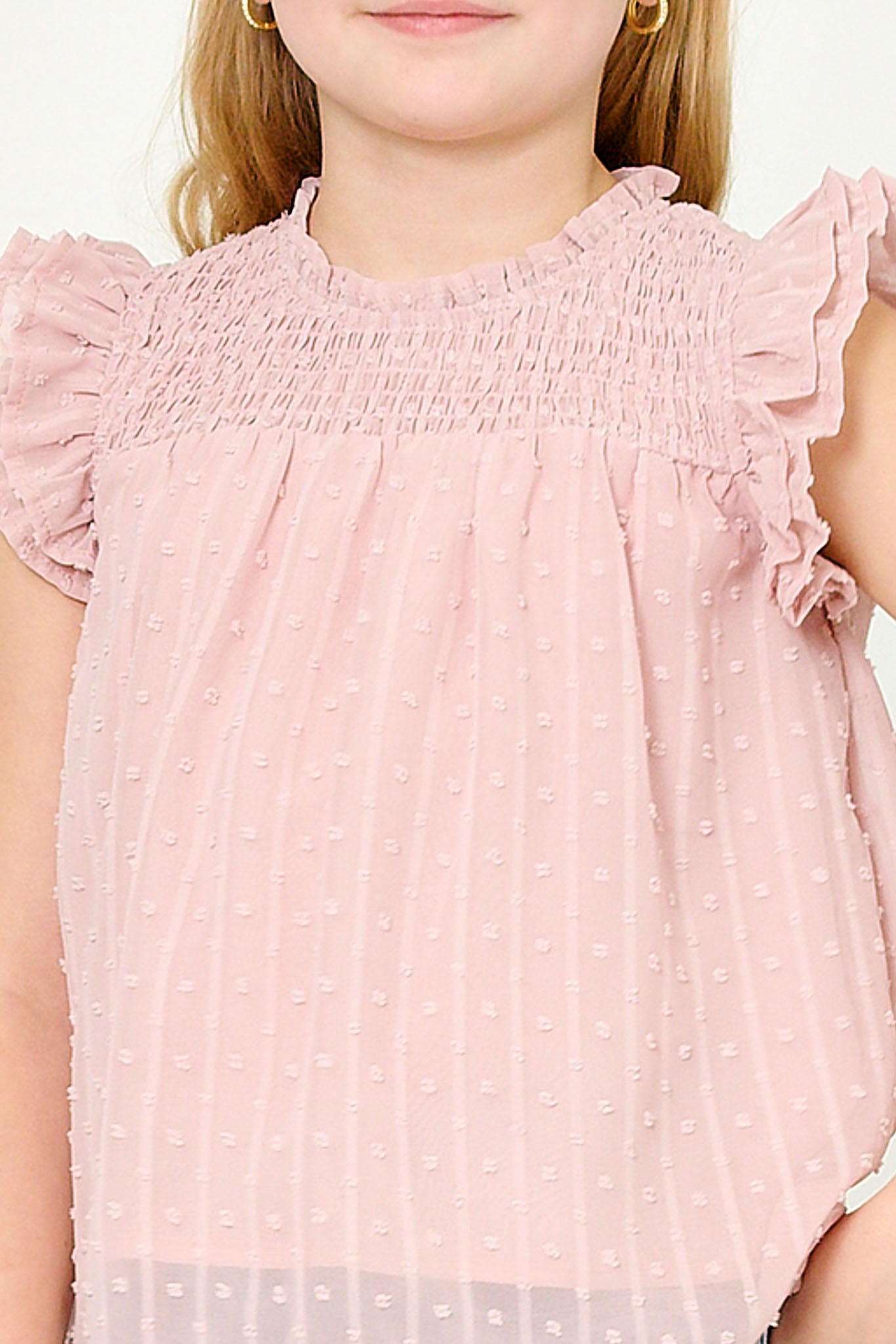 Ruffled Sleeve Smocked Swiss Dot Tank Top - Women's Floral Summer Blouse for Beach, Vacation & Casual Outfits