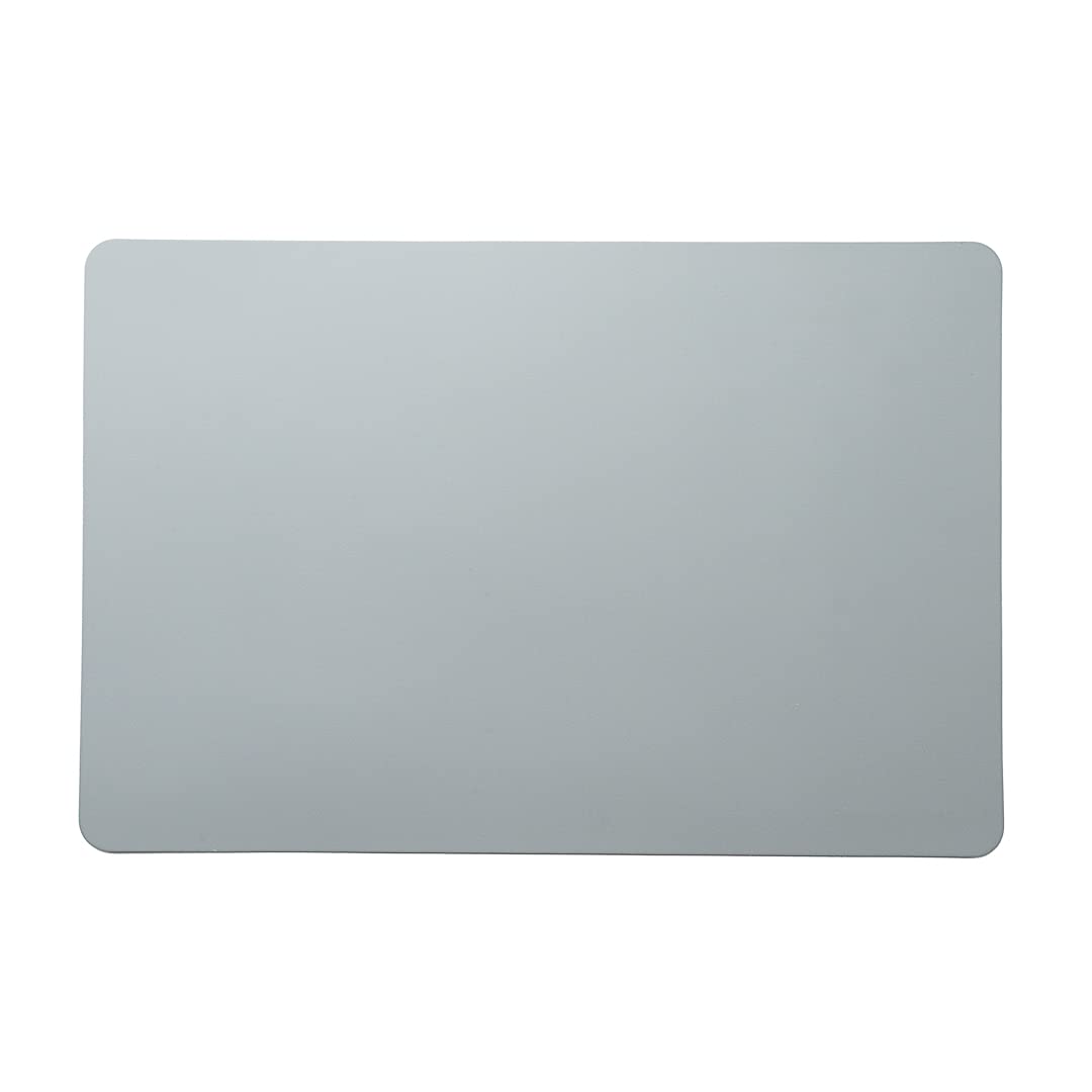 16 Inch Table Placemats Set of 6 - Stain-Resistant Embossed Vinyl Placemats with Leather-Like Feel for Dining Tables, Kitchen, Restaurant & Home Use - Gray Rectangular Surface Protectors