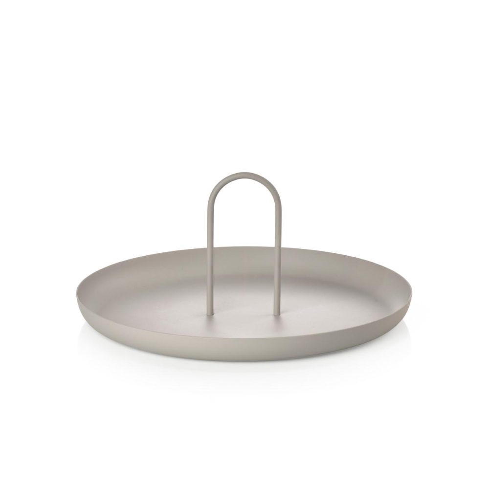 ZONE DENMARK Single Serving Tray - Warm Grey, 30cm Diameter x 13cm Height - Perfect for Coffee, Desserts & Small Snacks Serving