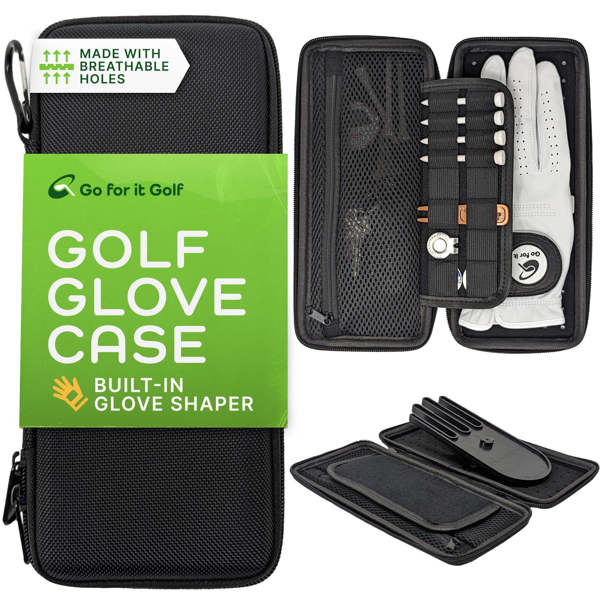 Wrinkle-Free Golf Glove Case with Shaper & Magnetic Holder - Organizer for Divot Tools & Accessories - Perfect for Golfers On-the-Go