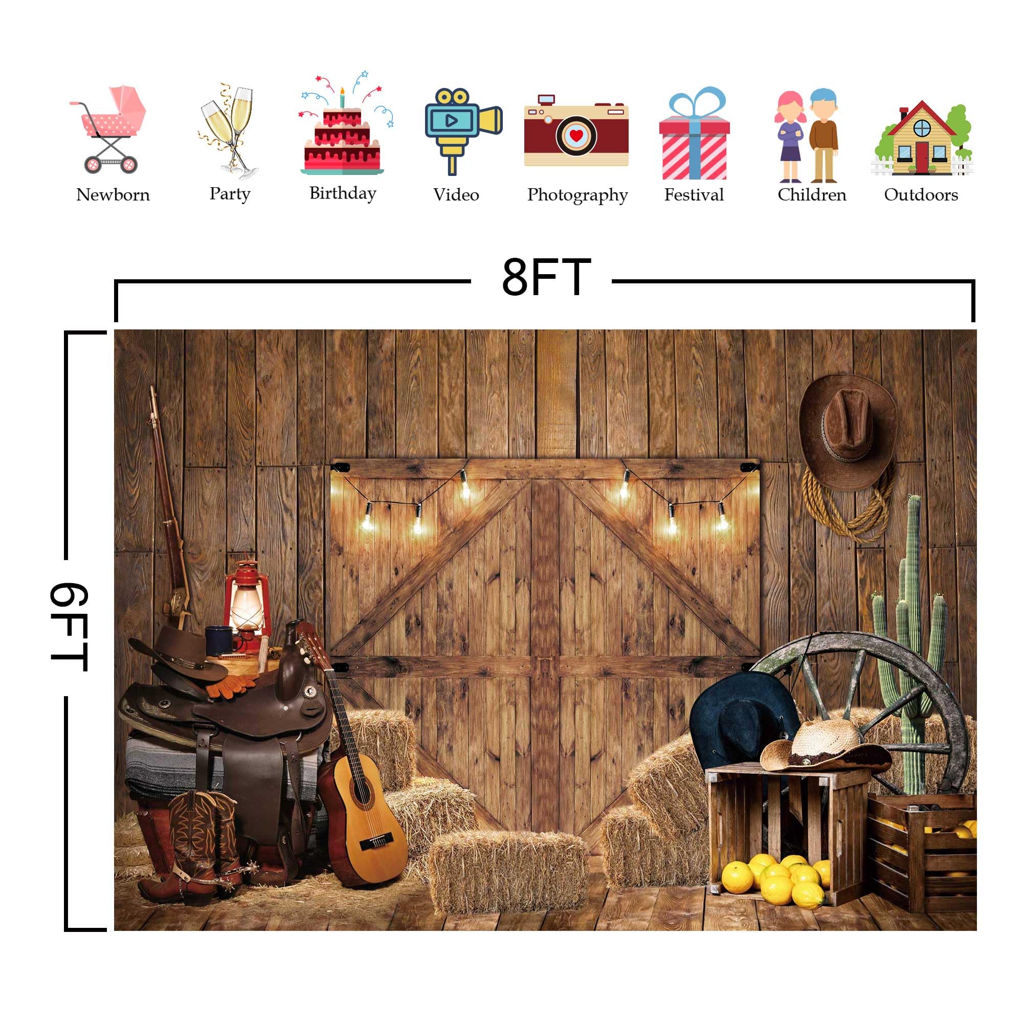 8x6FT Rustic Farmhouse Photography Backdrop - Polyester Fabric Barn Door Background for Western Cowboy, Birthday Parties, Baby Showers & Photo Booth Decor (Fall Harvest Theme) | Perfect for Seasonal Events, Family Portraits and Social Media Content Creation