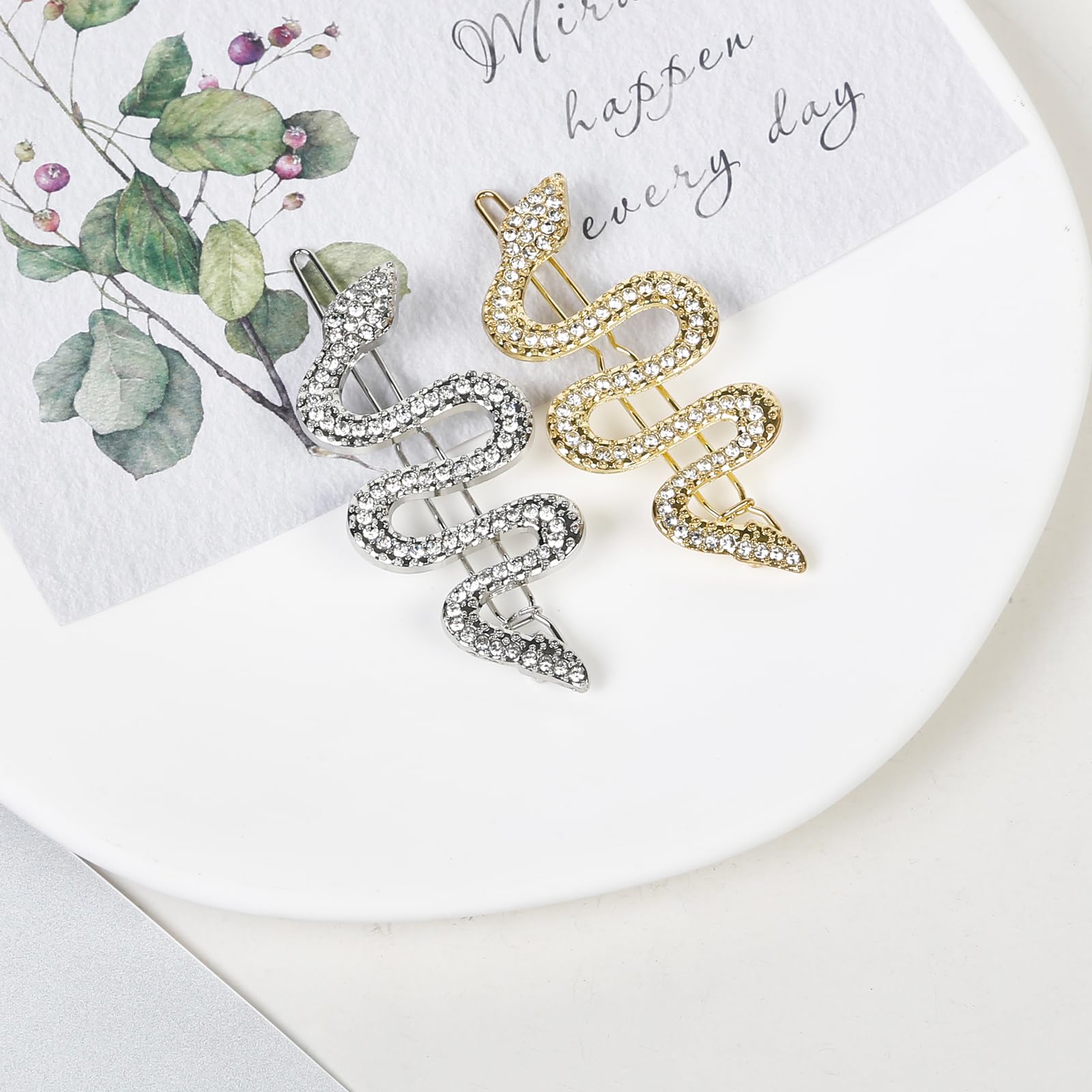 Sparkly Rhinestone Snake Hair Clips Set - 4PCS Alloy Crystal Hair Accessories for Women & Girls | Perfect for Parties, Weddings & Boho Hairstyles