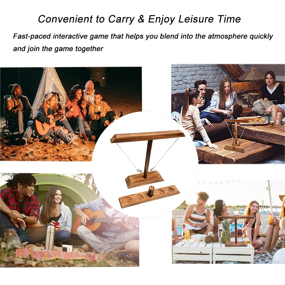 Premium Wooden Ring Toss Game Set for Adults - Tabletop Hook & Ring Toss with Drinking Shot Ladder - Fun Party Games for Backyard, Bar, Camping & Indoor Entertainment