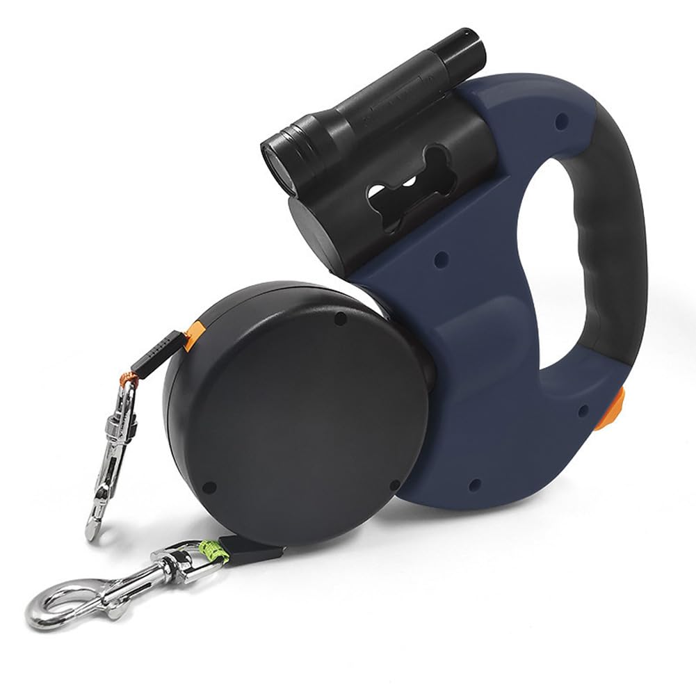 **Retractable Dog Leash for Small & Medium Dogs - Tangle-Free, Strong 3M Leash with Night Light & Flashlight - One-Handed Locking, Double Head Design - Perfect for Outdoor Walking, Jogging & Nighttime Safety**