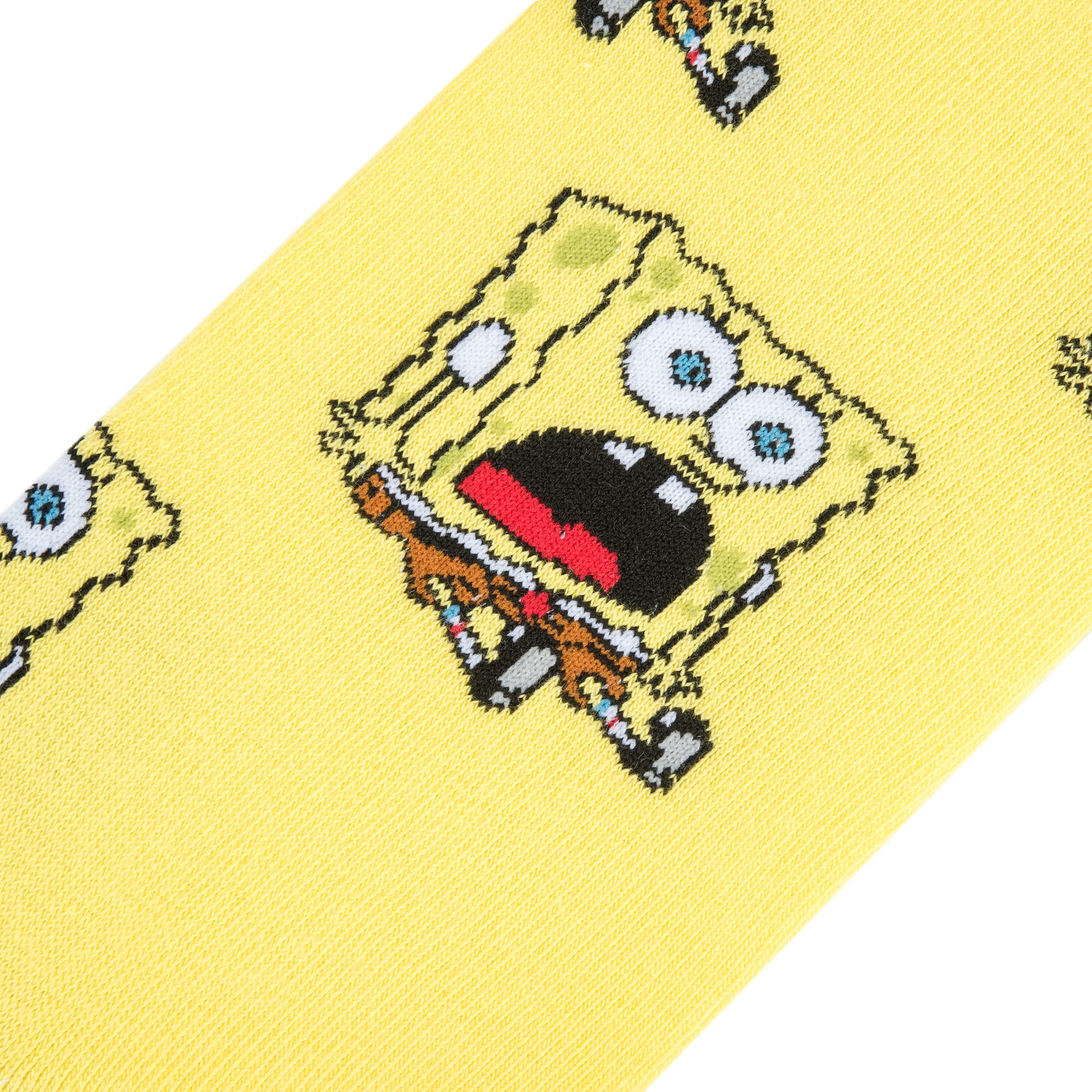 Funny SpongeBob Graphic Print Women's Crew Socks - Large Size Novelty Cartoon Socks for Gift, Cosplay & Daily Wear