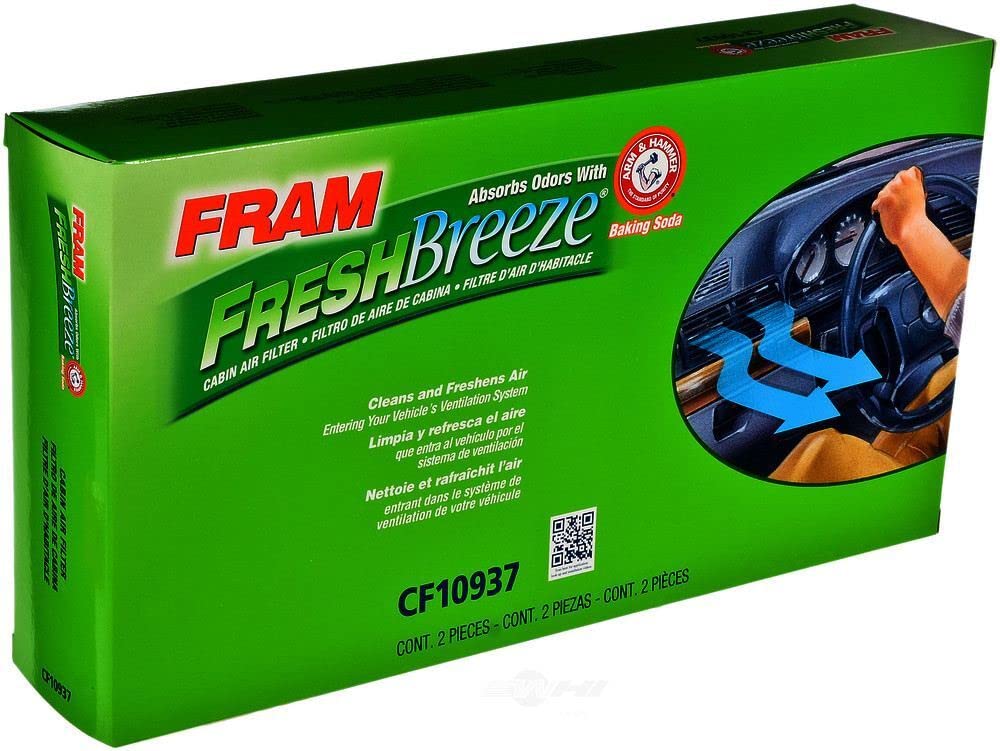 FRAM Fresh Breeze Cabin Air Filter Replacement with Arm & Hammer Baking Soda - CF10937 for Select BMW Models - Easy Installation for Cleaner Air in Your Car Passenger Compartment | Perfect for Allergy Season & City Driving