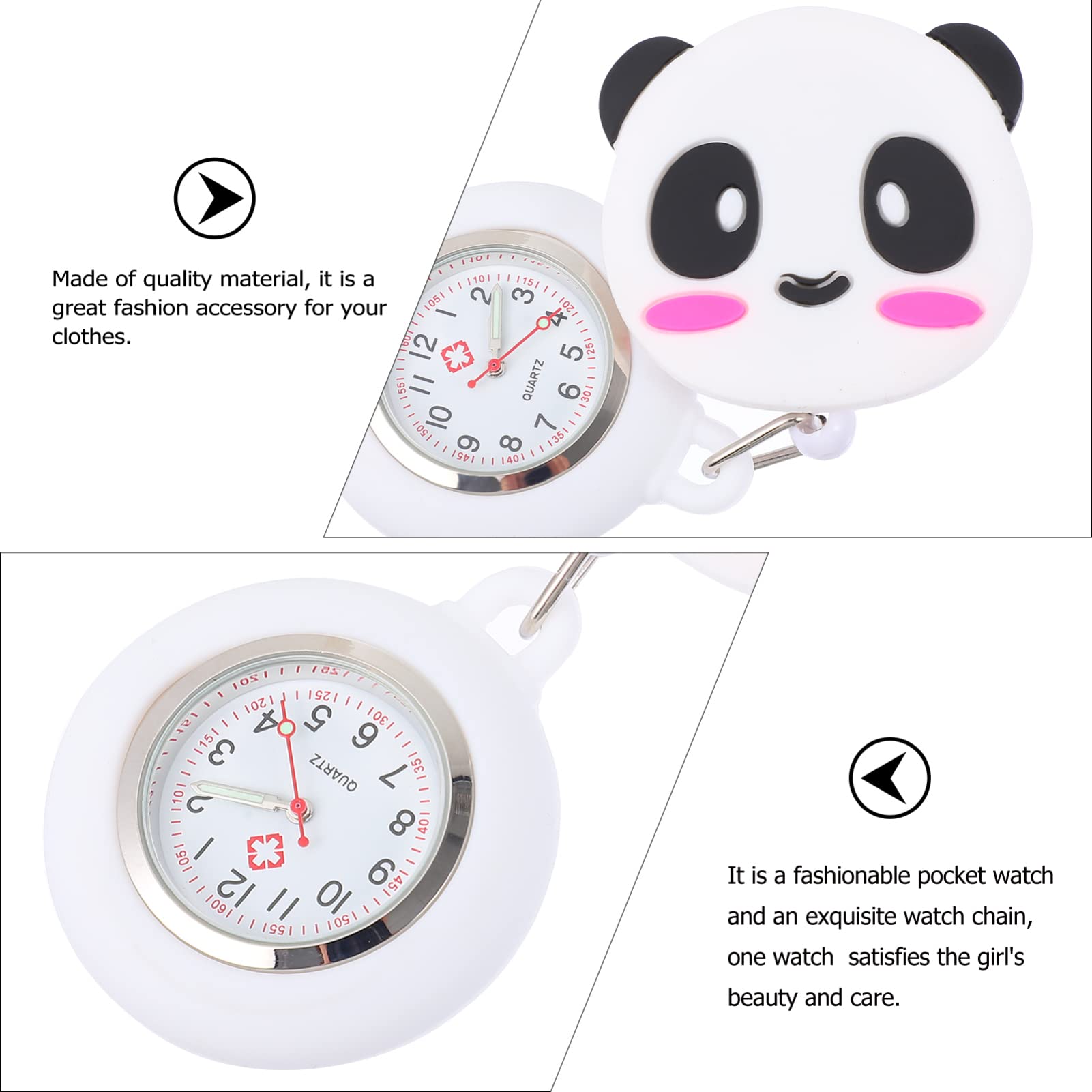 Retractable Nurse Watch with Luminous Hands - Clip On Panda Fob Watch for Medical Professionals, Doctors & Students | Analog Quartz Lapel Watch for Hospital Shifts & Clinical Work